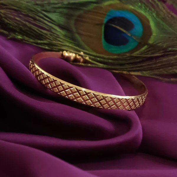 Textured Pattern Bangles with Beaded Accents  Elegant Gold Plated Bangles for Women, Perfect for Weddings, Festivals & Special Occasions