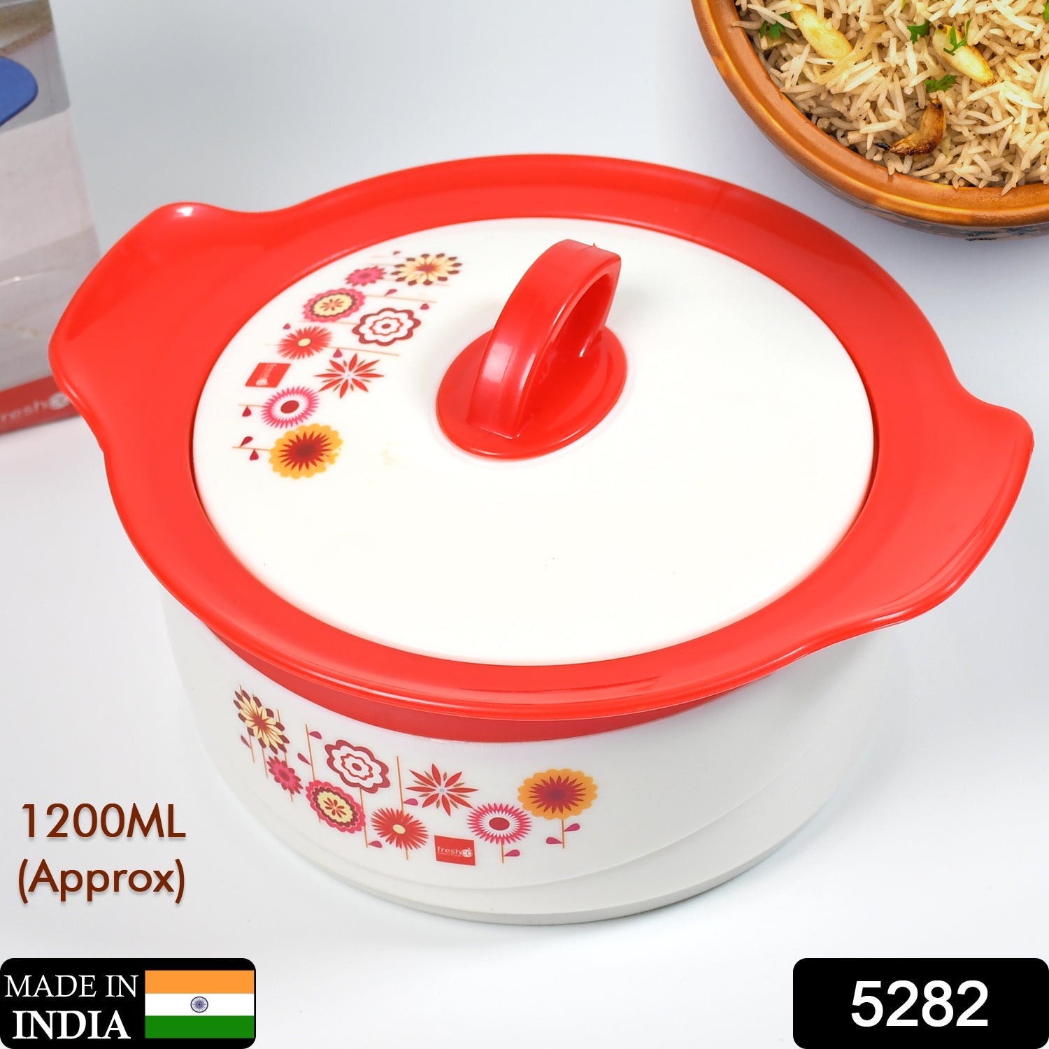 5282 Steel Hot & Cold Casserole, 1200 ml, | PU Insulated | BPA free |  Food Grade | Easy to Carry | Easy to Store | Ideal For Chapatti | Roti | Casserole For Home & Kitchen Use 