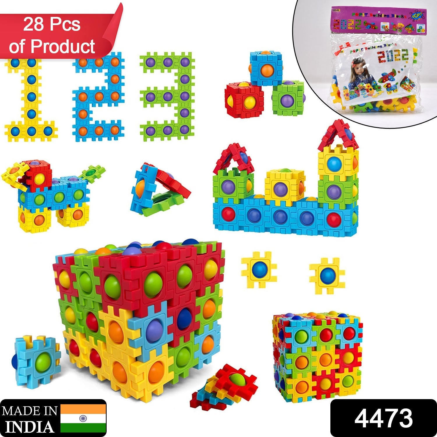 4473 Popit Building Blocks Toy For Kids & Adult Use ( 28 pcs Product ) 