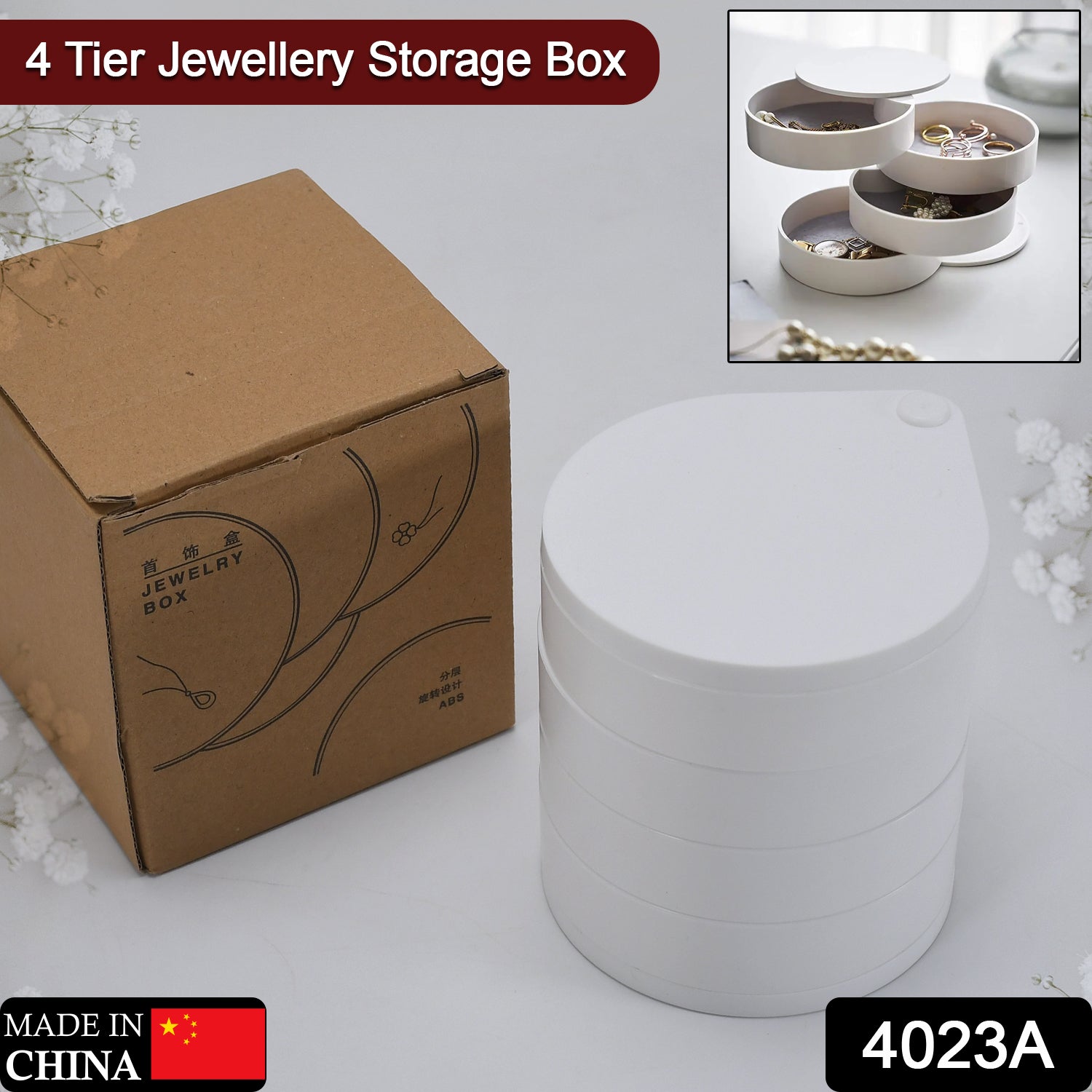 4023A Jewelry Box 360 Degrees Free Rotation Jewelry Case For Women And Girls DeoDap