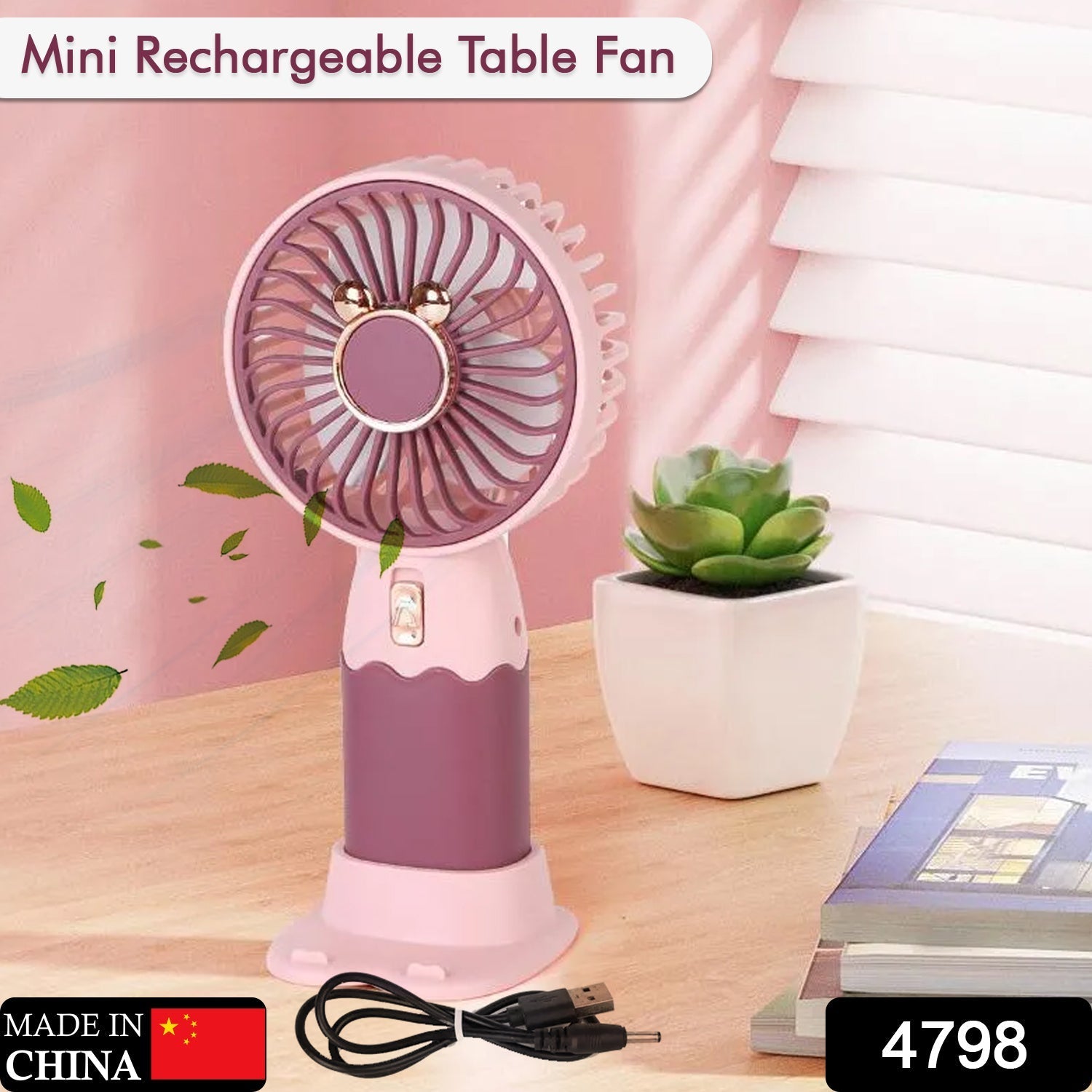 4798 Mini Fan Rechargeable Table Fan Handheld Fan USB Fan Desk Fan Cooling Fan For Home , Office , Car, & Multi Use Fan DeoDap