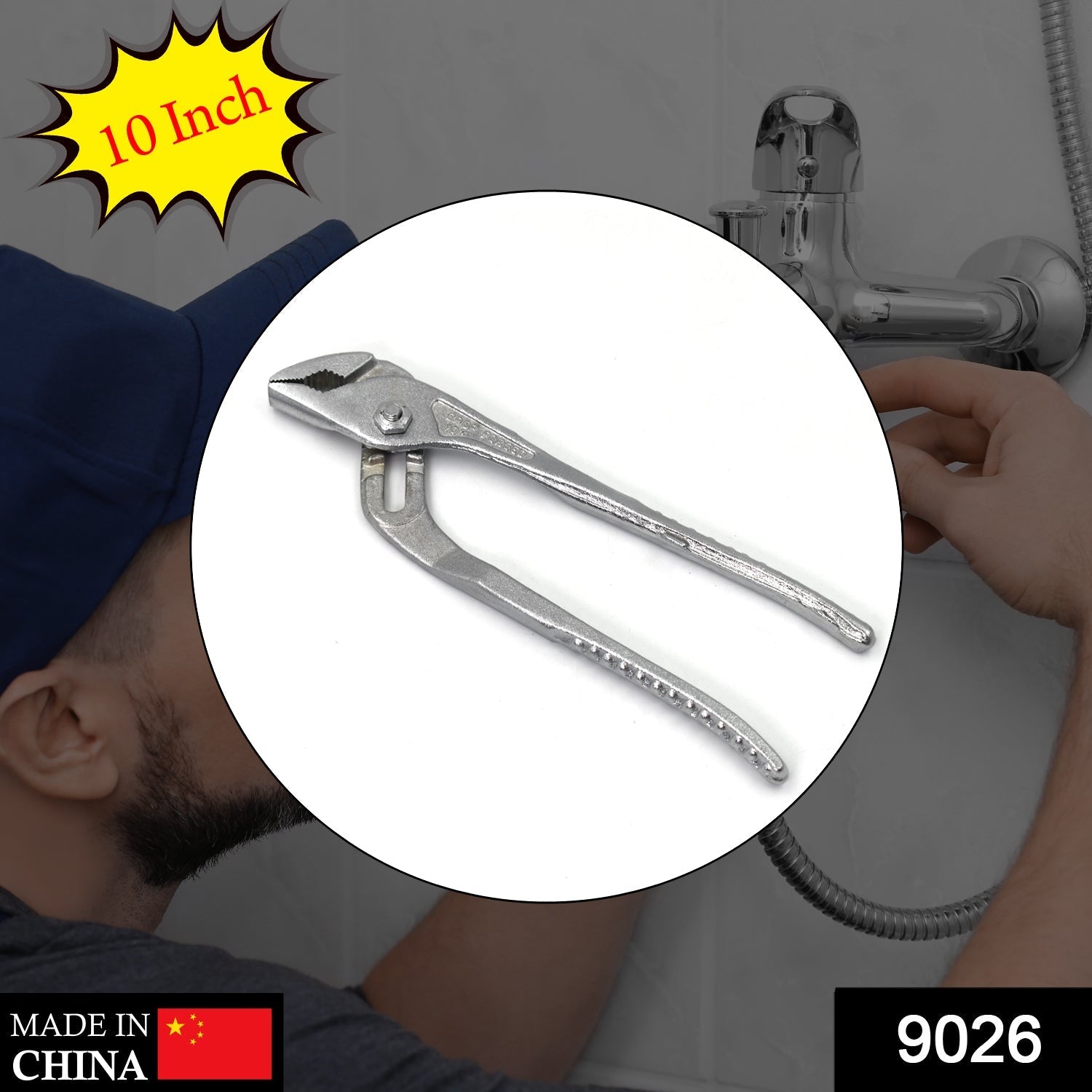 9026 Hand Tool - Water Pump Adjustable Plier Wrench Slip Joint Type, Chrome Plated DeoDap