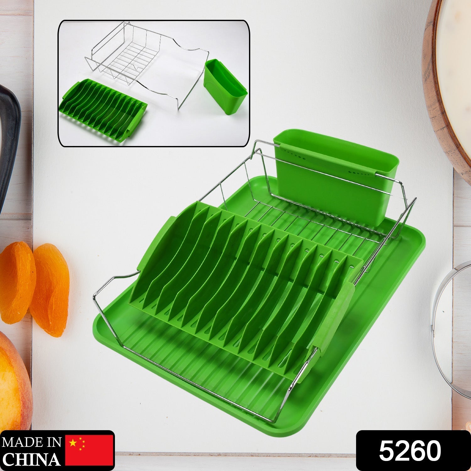 5260 Dish Rack with Plastic Tray For Home & Kitchen Use DeoDap