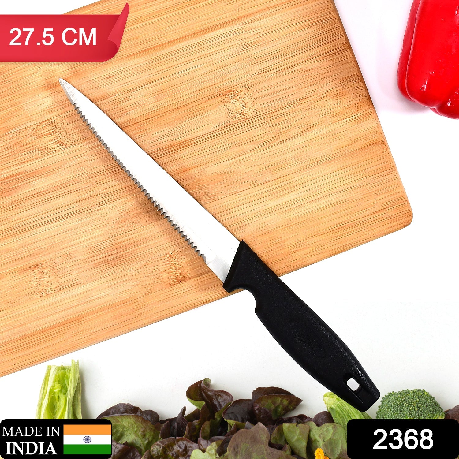 2368 Stainless Steel knife and Kitchen Knife with Black Grip Handle (27.5 Cm ) 