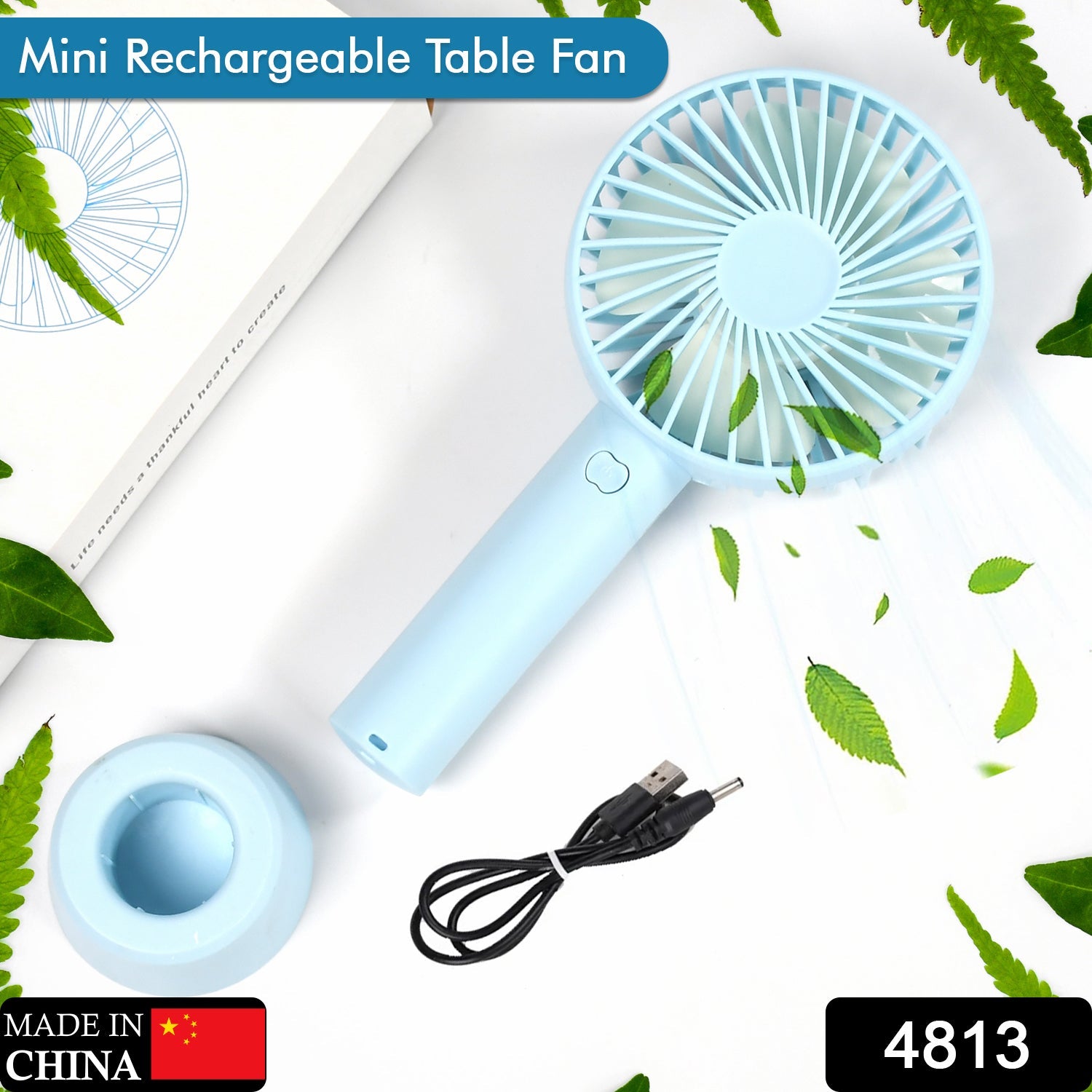 4813 PORTABLE CLASSIC HAND FAN TABLE FAN 3 STEP SPEED SETTING FAN PERSONAL DESK FAN SUITABLE FOR OFFICE , SCHOOL & HOME USE 