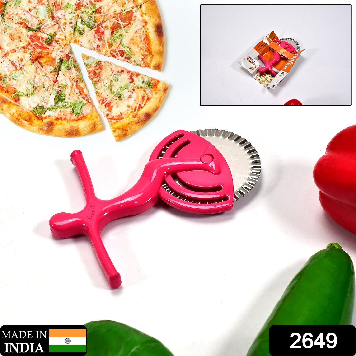 2649 Pizza/Sandwich/Burger/Slicer/Multipurpose Cutter for, Kitchen, Restaurant roll Cutting Wheel DeoDap