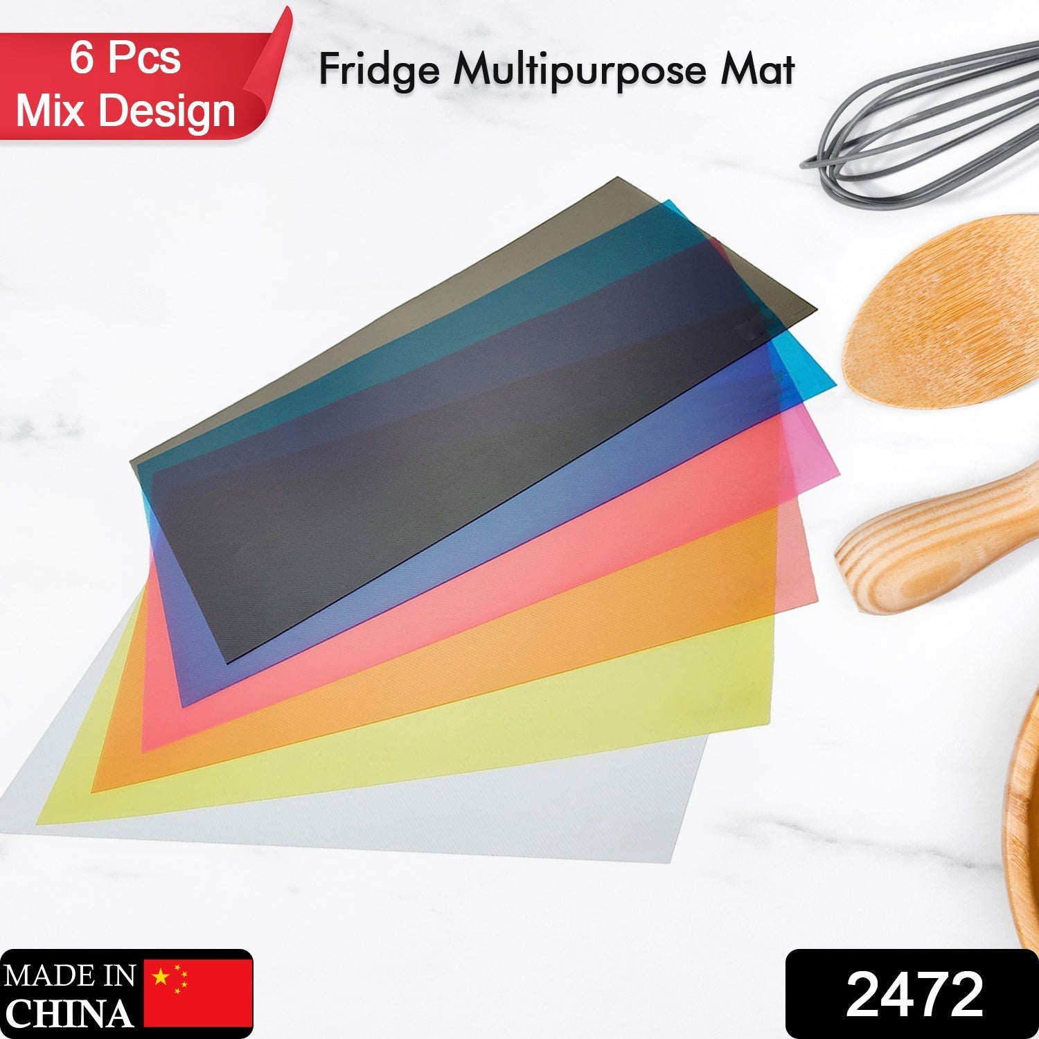 2472 Fridge Multipurpose Mat Plastic Flexible Mat | Anti-Slip Refrigerator Mat |  Drawer Mat/ Place mat Set / Fridge Mat ( Set of 6 ) DeoDap