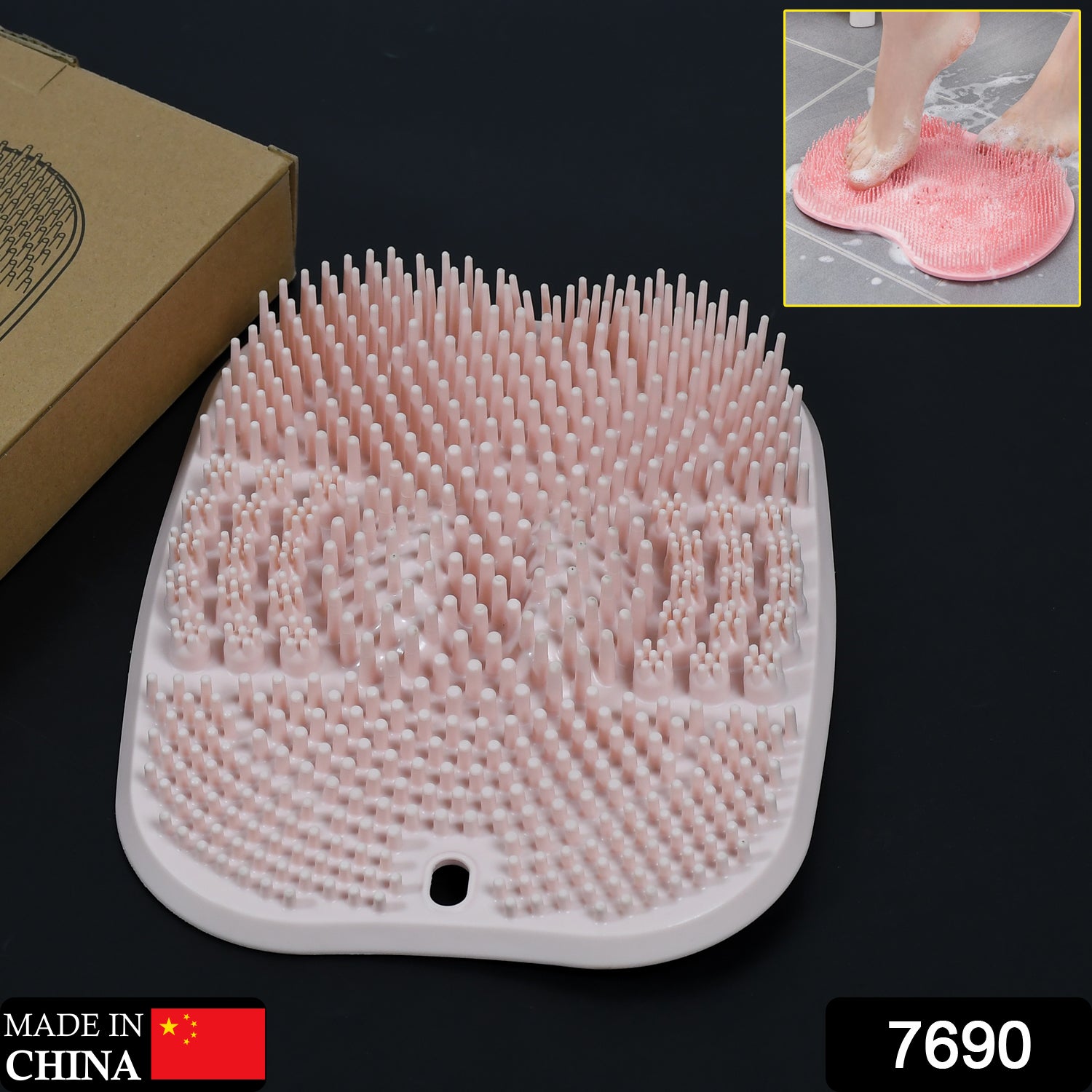 7690 Shower Foot & Back Scrubber, Massage Pad, Scrubber, Silicone Bath Massage Cushion Brush with Suction Cups, Bathroom Wash Foot Mat DeoDap