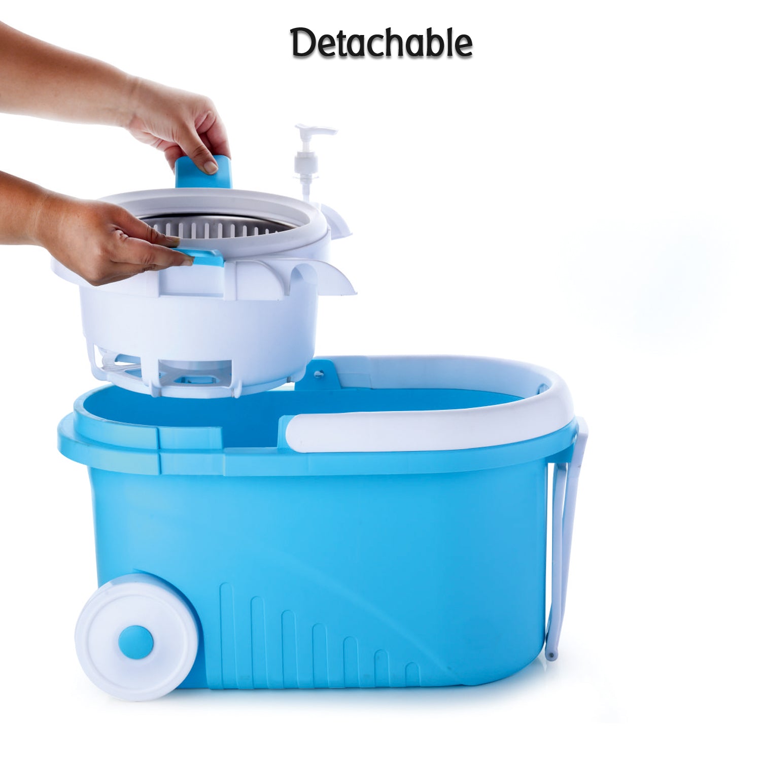 8713 GANESH Prime Plus Steel Spinner Bucket Mop 360 Degree Self Spin Wringing with 2 Absorbers for Home and Office Floor Cleaning Mops Set. DeoDap