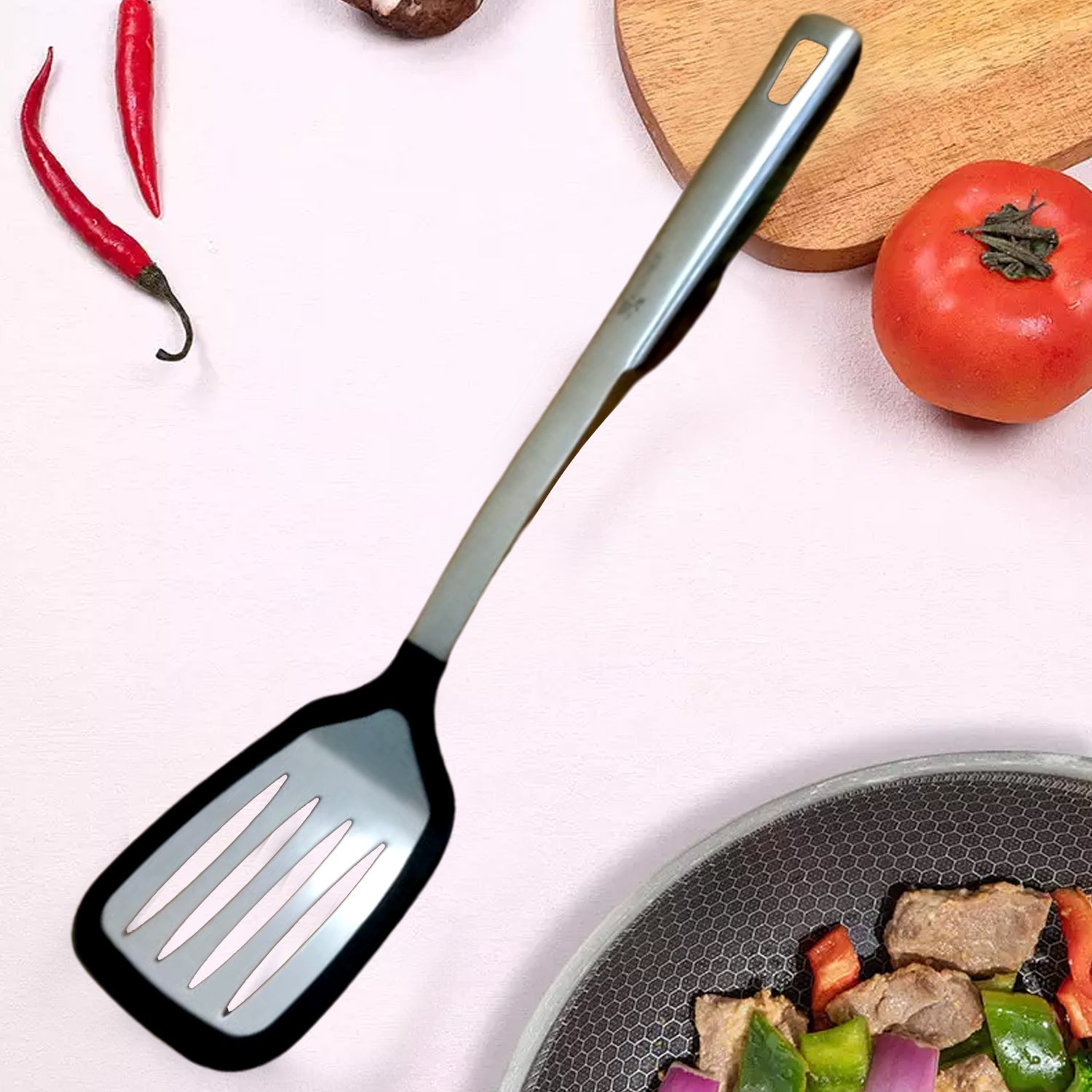 7108  Steel Turner Spatula For Cooking Use 38cm (1 pcs ) DeoDap