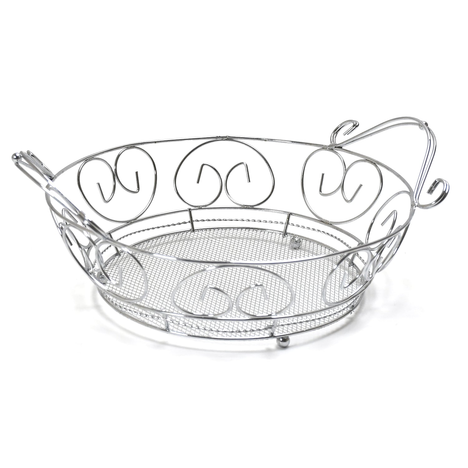 5267 Multipurpose  round shape Stainless Steel Modern Folding Fruit and Vegetable Basket (Silver, 8 Shapes) DeoDap
