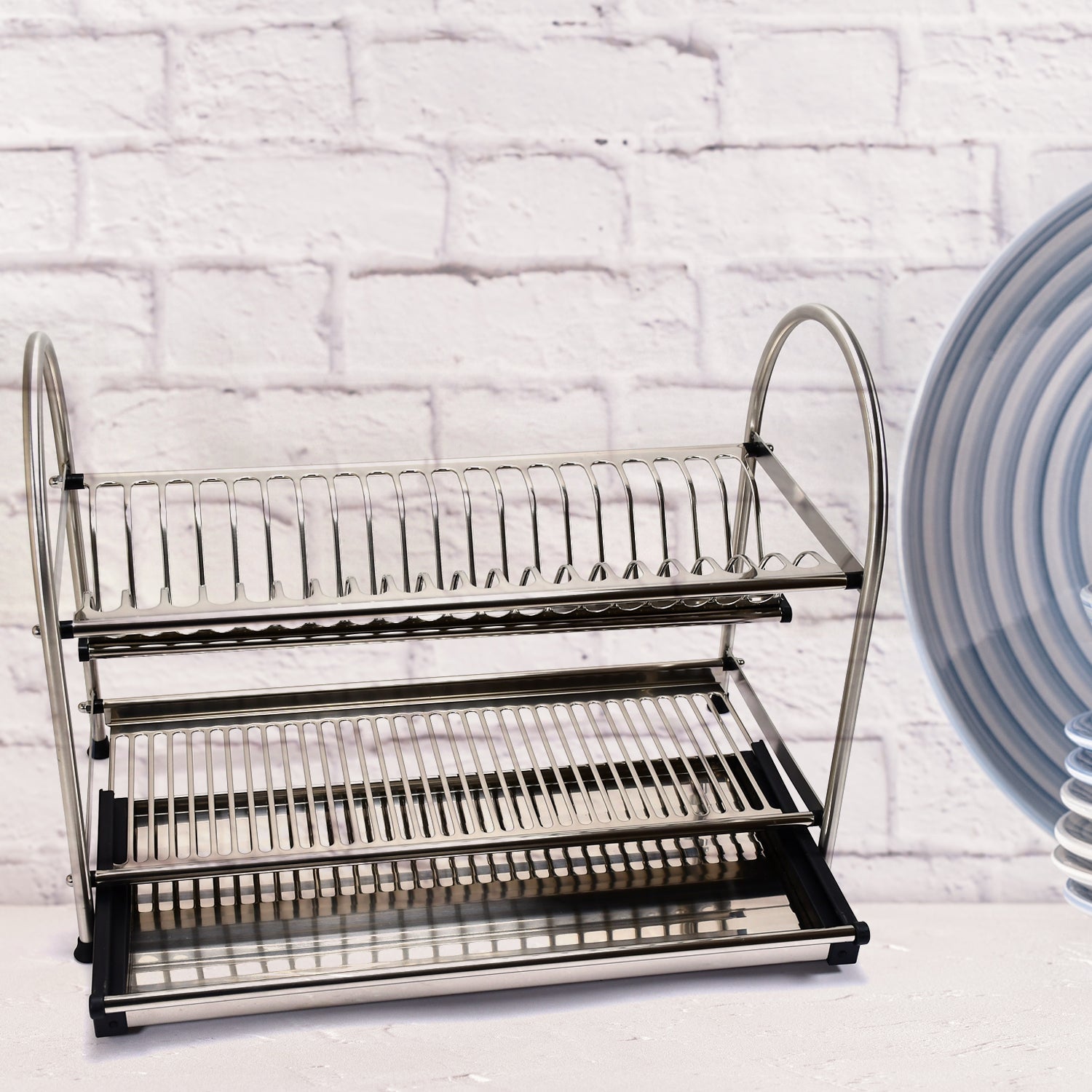 7672 Dish Rack Stainless Steel Rack 2layer Rack For Home & Kitchen Use DeoDap