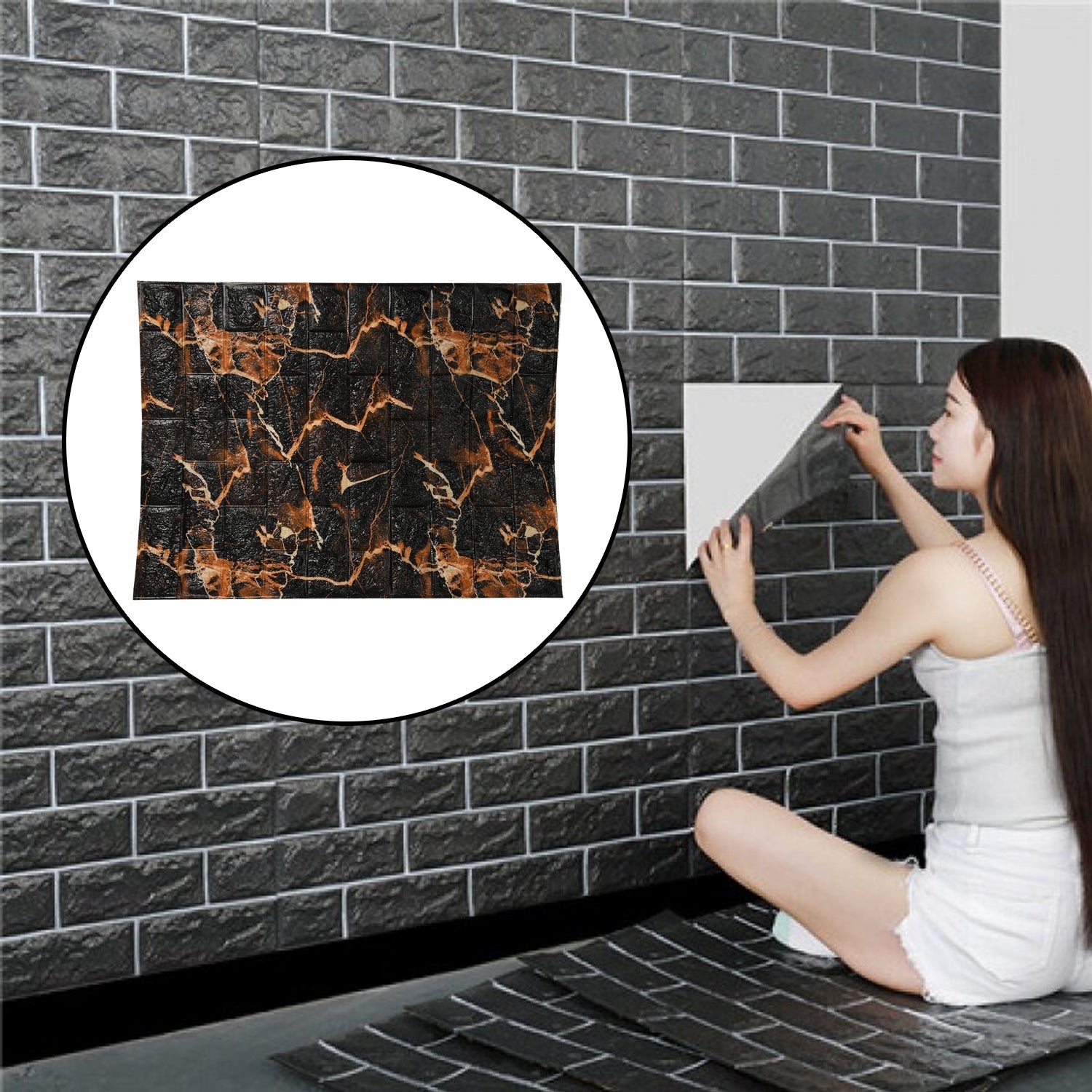 9289 Design Wallpaper 3D Foam Wallpaper Sticker Panels I Ceiling Wallpaper For Living Room Bedroom I Furniture, Door I Foam Tiles (Size - 73X73 cm) DeoDap