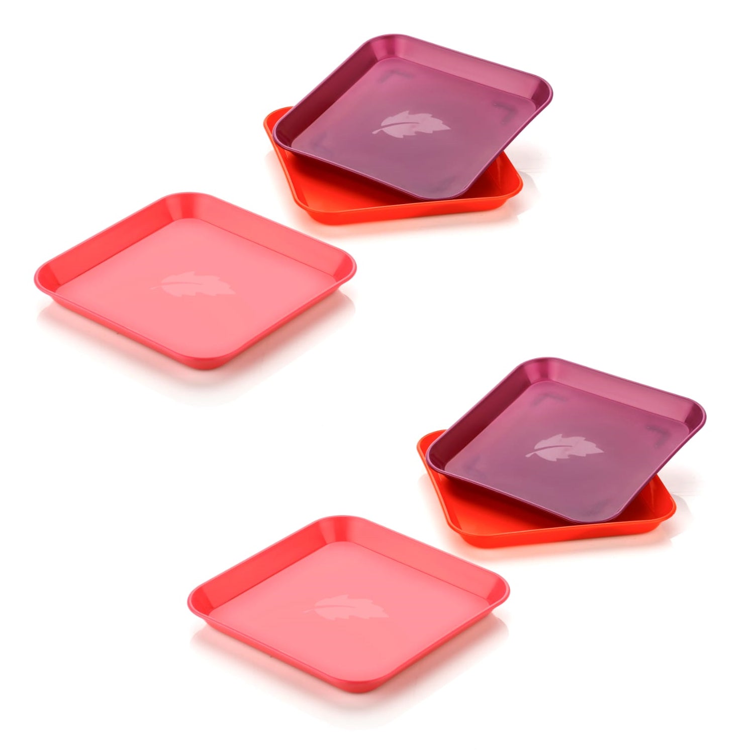 2706 Square Plastic Dinner Plate Set (Set of 6 Pcs) Colorful Snacks / Breakfast Plate DeoDap
