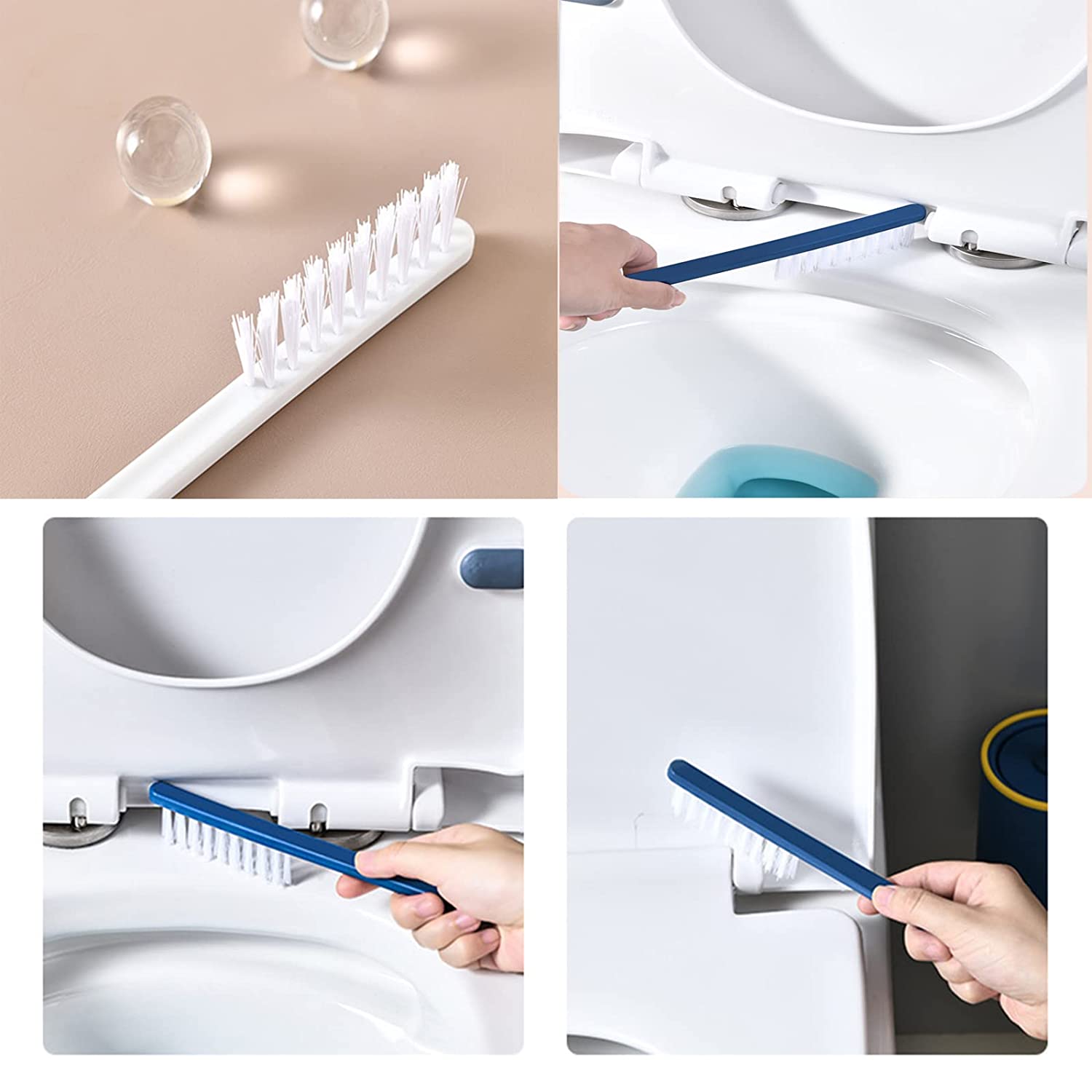7683 Toilet Brush Set , Toilet Brush And Holder Set, Anti-Slip Handle Silicone Toilet Brush And Small Cleaning Brush , DeoDap