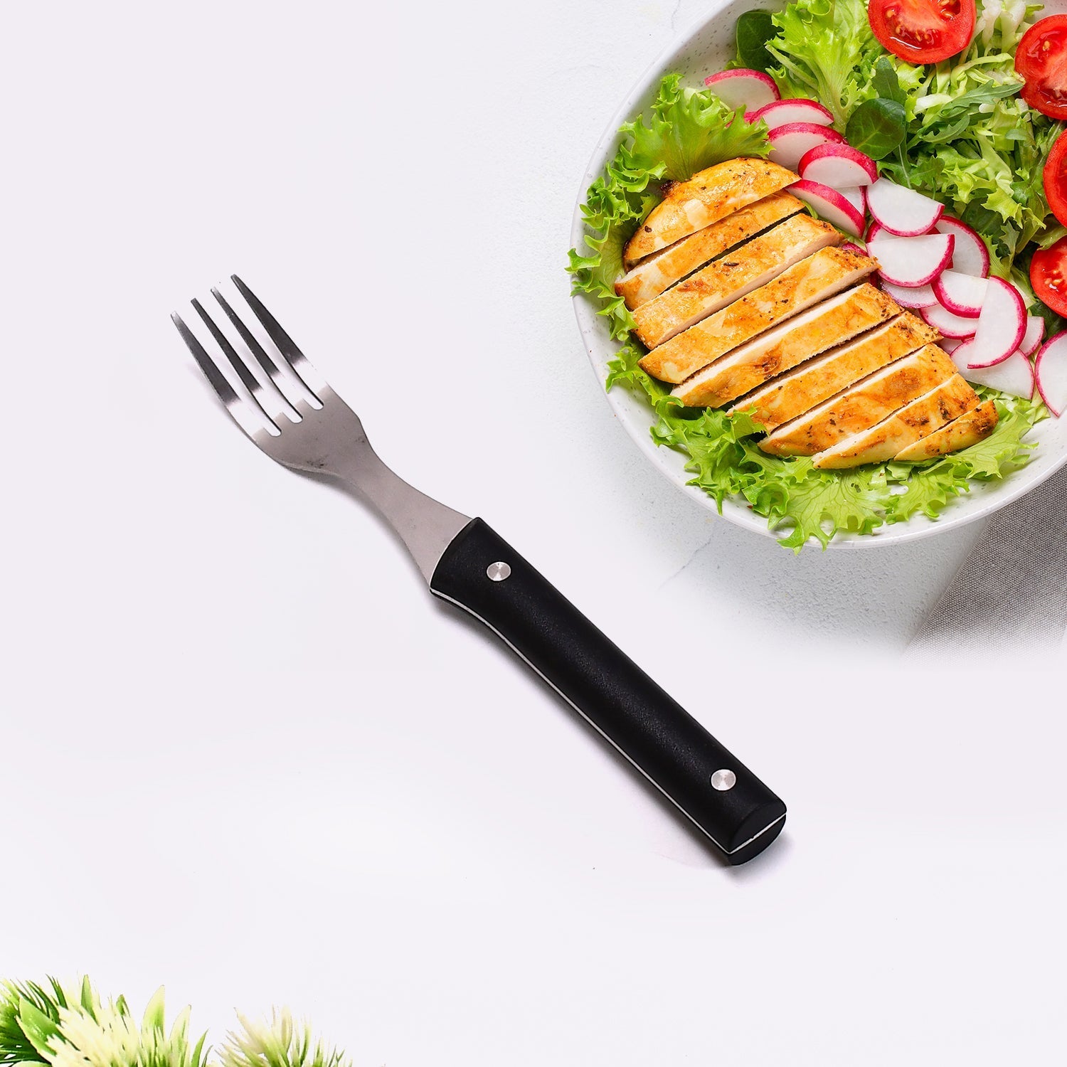 2637 Stainless steel fork with comfortable grip dining fork (1pc) DeoDap
