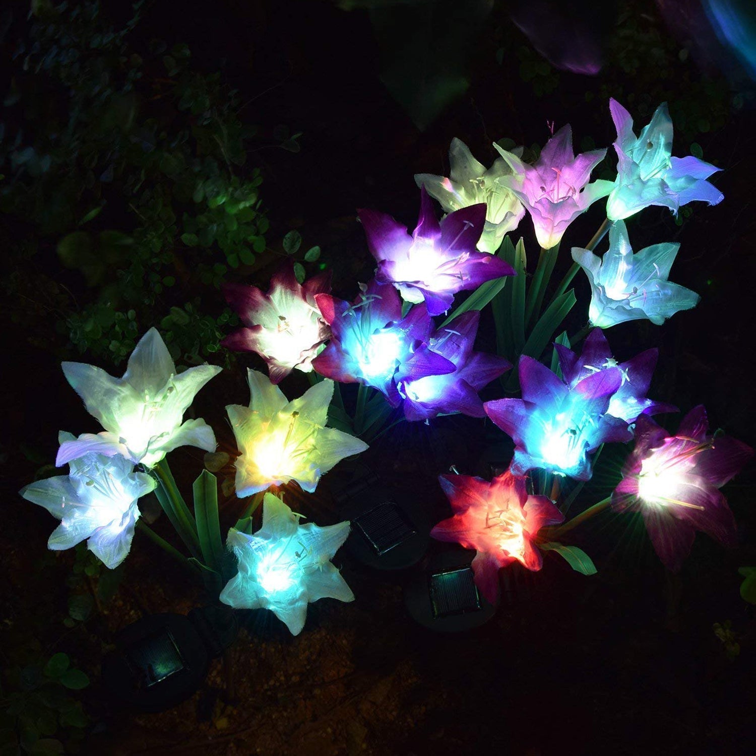 6616B Waterproof Outdoor Solar Lily Flower Stake Lights ( Pack Of 2 pcs ) DeoDap