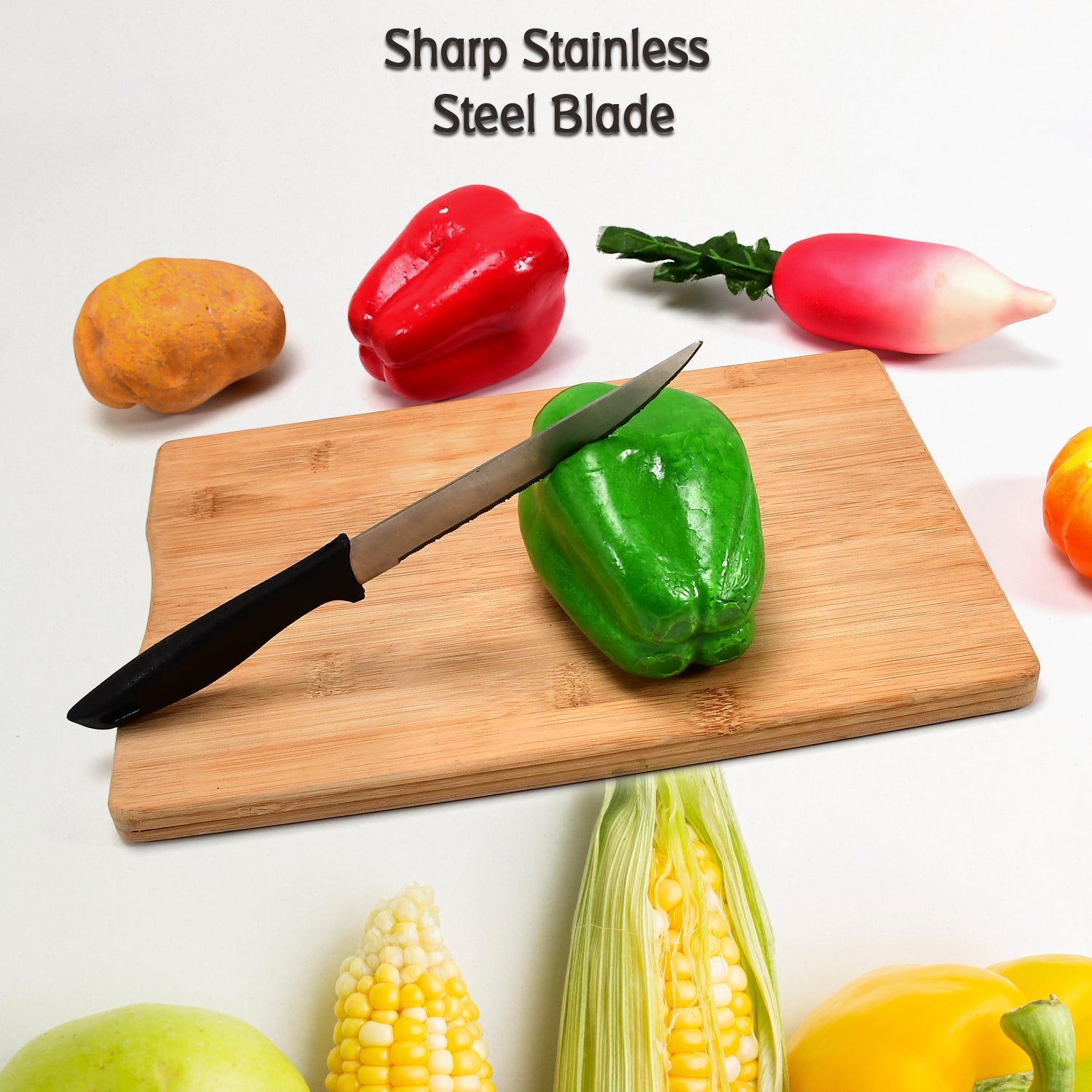 2373 Stainless Steel knife and Kitchen Knife with Black Grip Handle. 