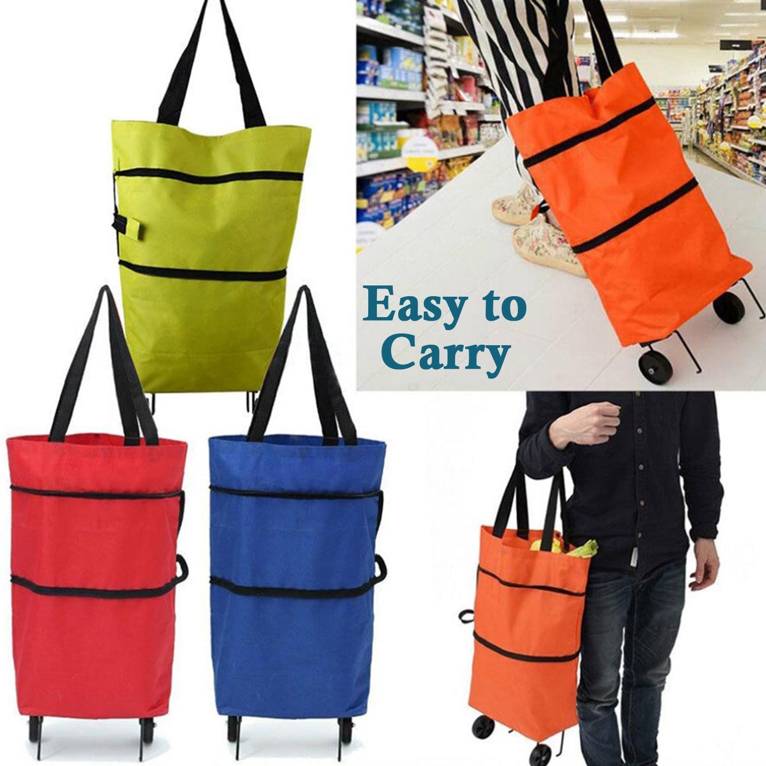 1652 Folding Cart Bags Trolley Shopping Bag For Travel Luggage DeoDap