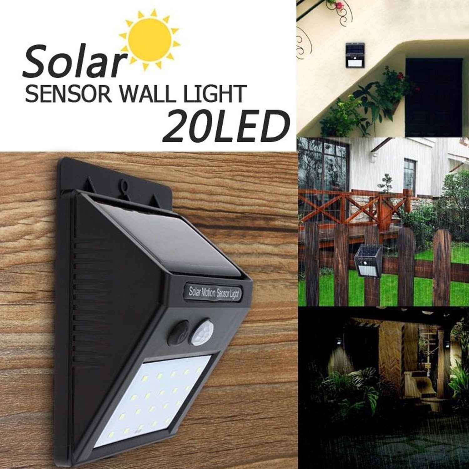 6608 White Solar Wireless Security Motion Sensor LED Night Light for Home Outdoor/Garden Wall. DeoDap