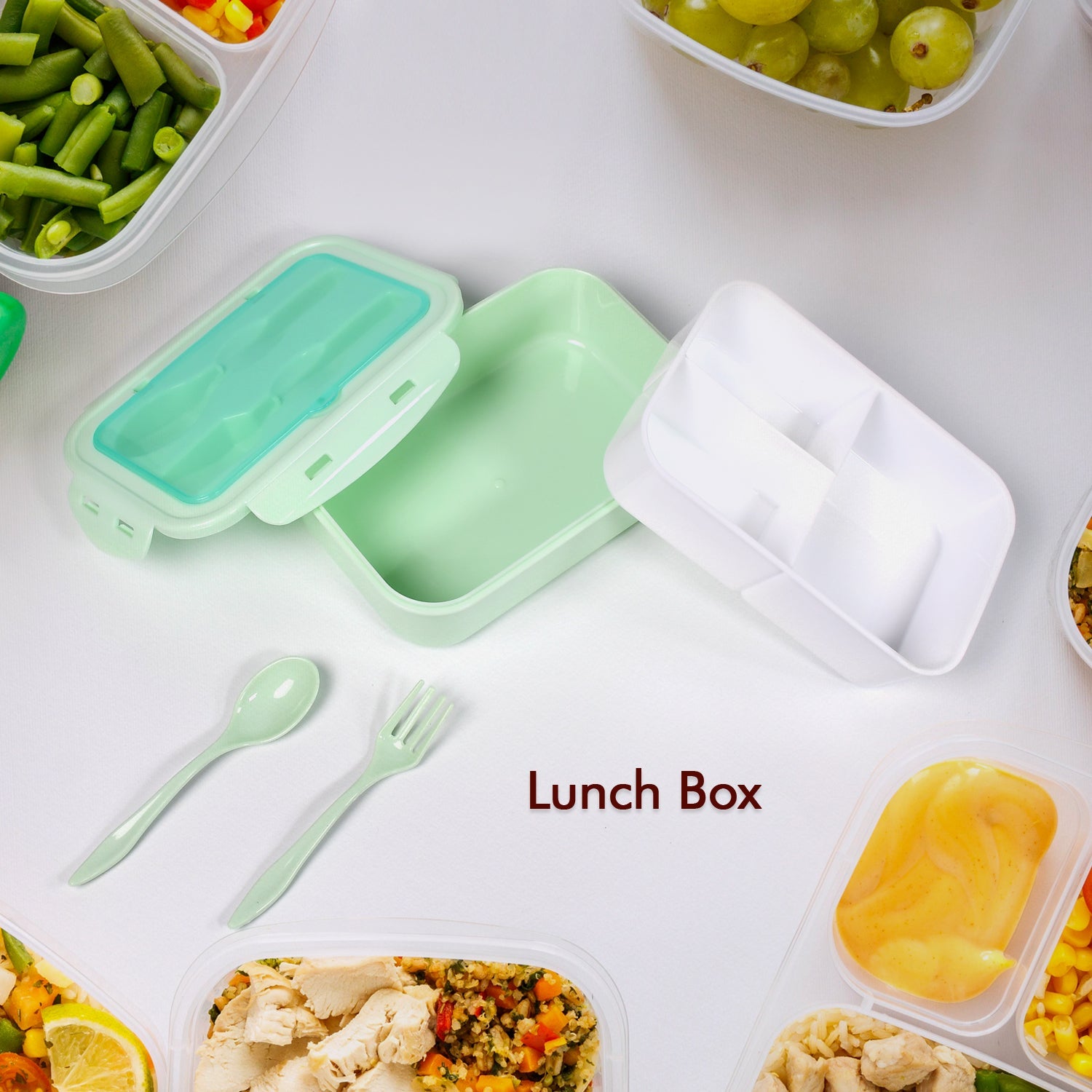 5312 Lunch Box for adults and students With Utensils, Insulated Lunch Bag Suitable for dining out 3-grid leak proof lunch box 