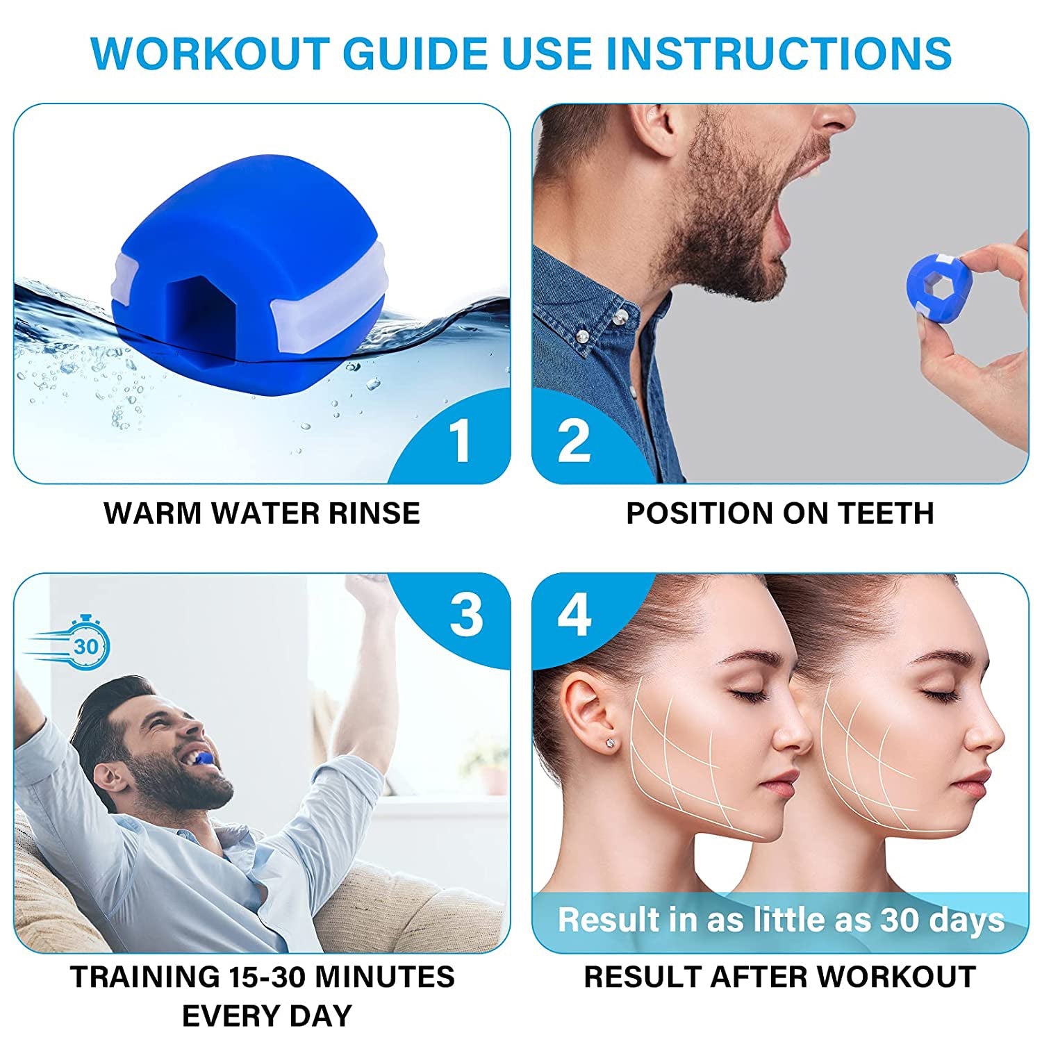 6128 DARK BLUE JAW EXERCISER USED TO GAIN SHARP AND CHISELLED JAWLINE EASILY AND FAST. 