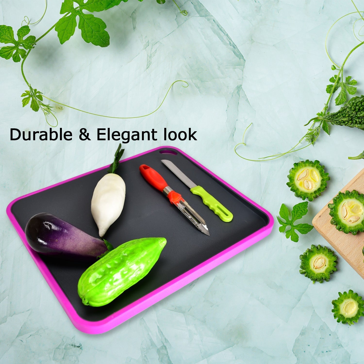 2462 Vegetables and Fruits Cutting Chopping Board Plastic Chopper Cutter Board Non-slip Antibacterial Surface with Extra Thickness DeoDap