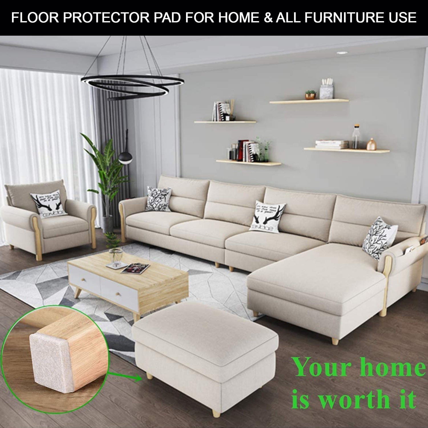9050 FURNITURE PAD SQUARE FELT PADS FLOOR PROTECTOR PAD FOR HOME & ALL FURNITURE USE DeoDap