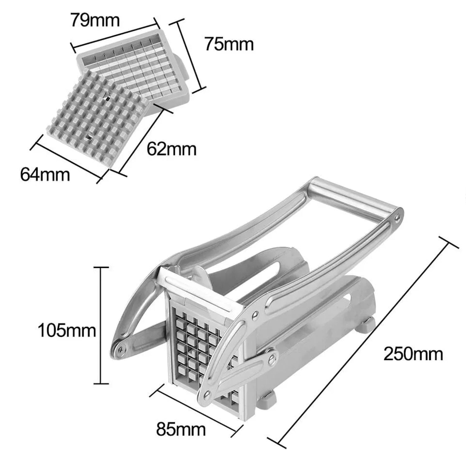 0083A STAINLESS STEEL FRENCH FRIES POTATO CHIPS STRIP CUTTER MACHINE WITH BLADE 