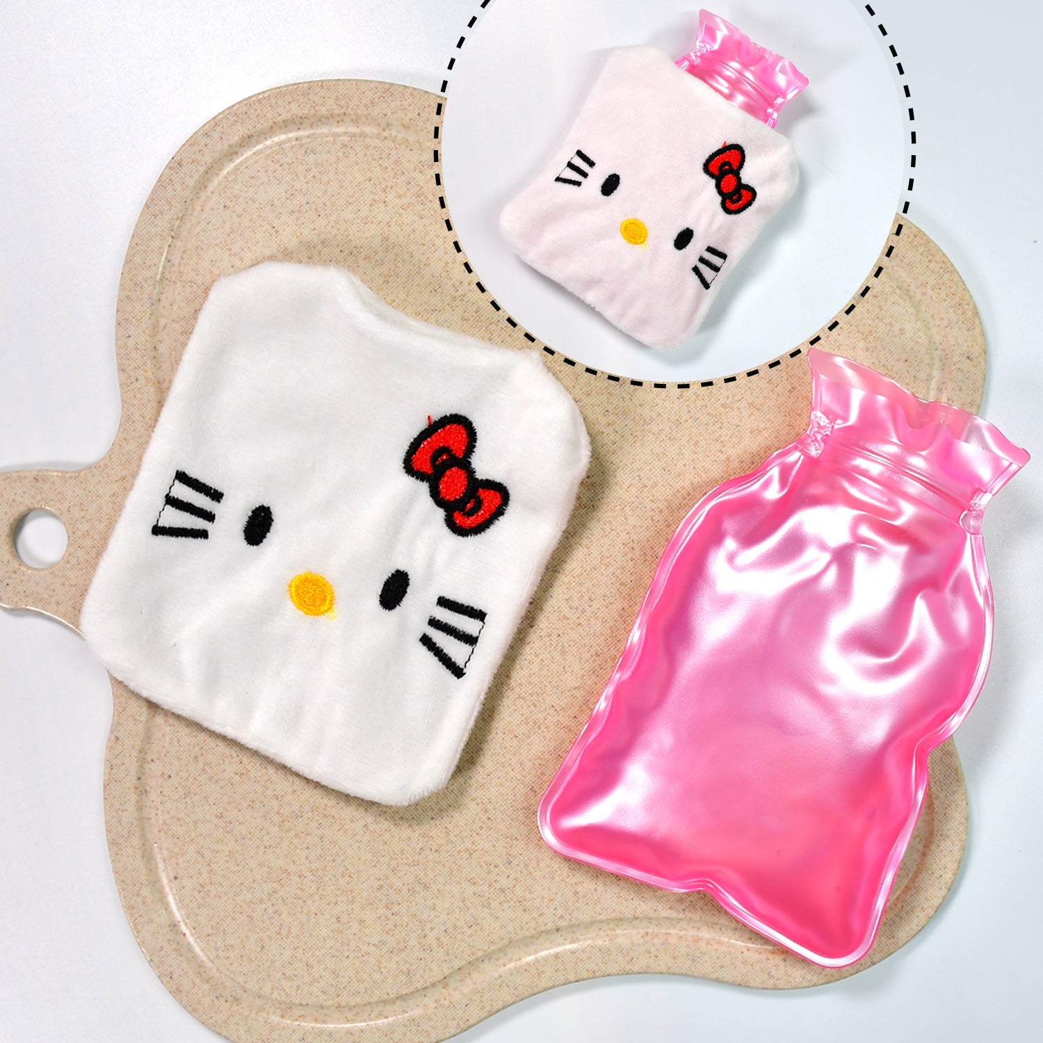 6526 White Hello Kitty small Hot Water Bag with Cover for Pain Relief, Neck, Shoulder Pain and Hand, Feet Warmer, Menstrual Cramps. DeoDap