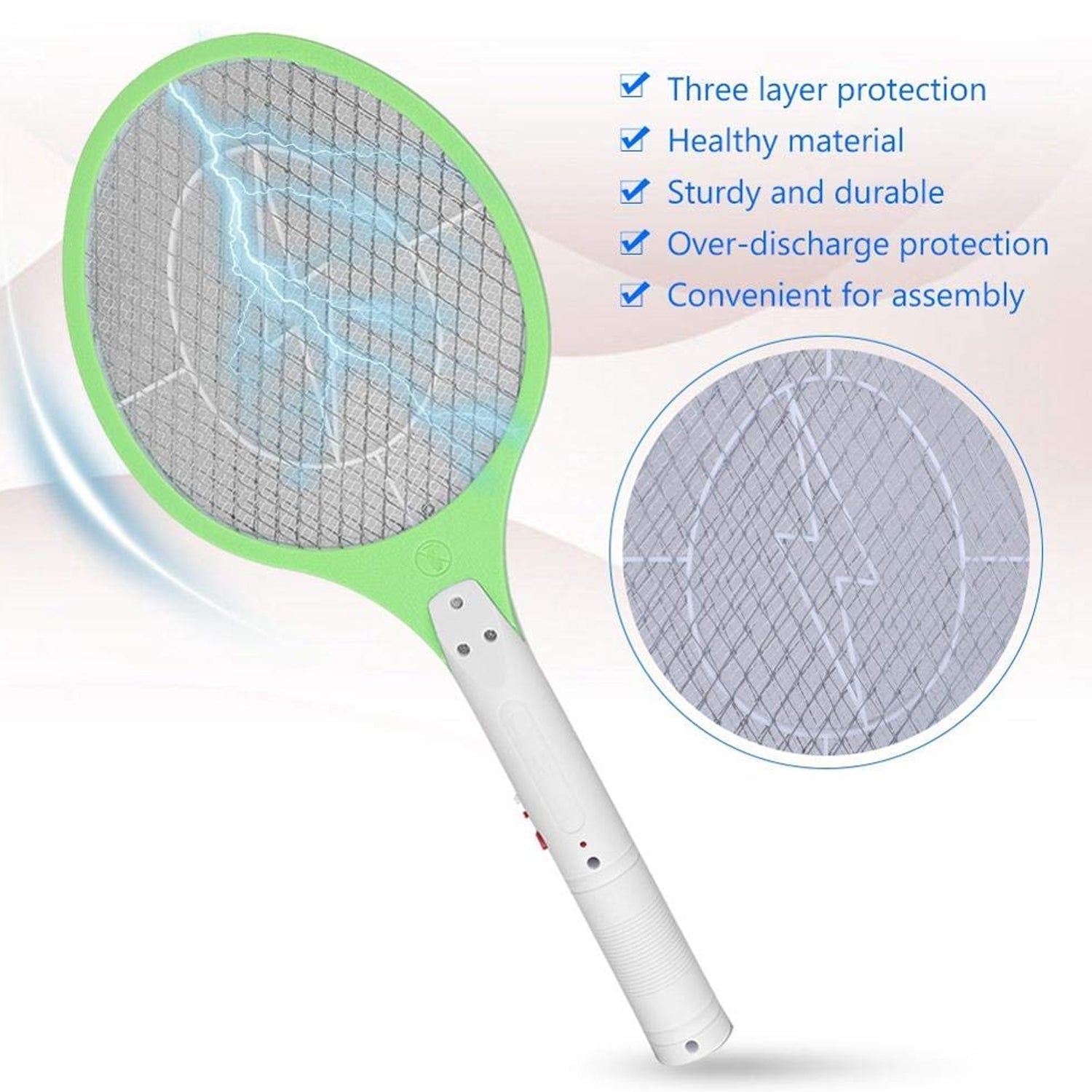 1724 Mosquito Killer Racket Rechargeable Handheld Electric Fly Swatter Mosquito Killer Racket Bat, Electric Insect Killer (Quality Assured) (with cable) DeoDap