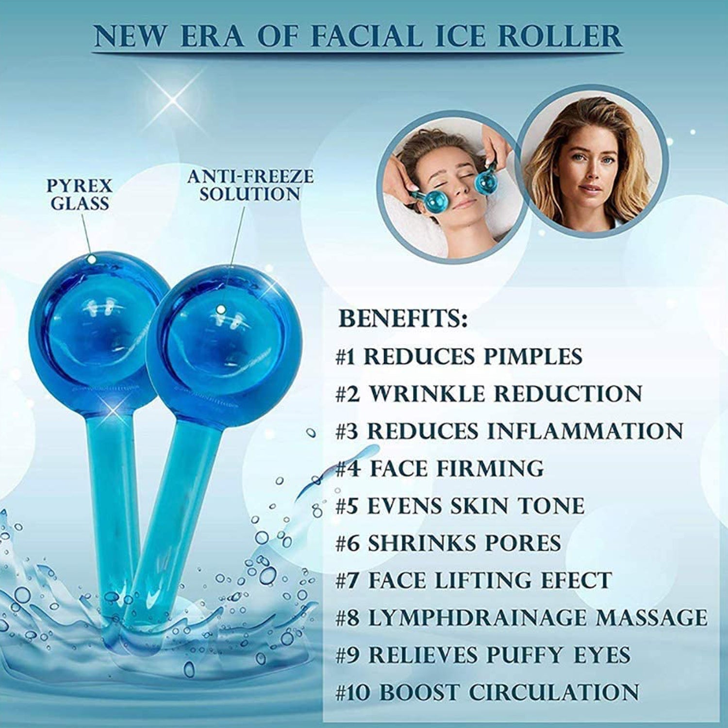 6200 Facial Massage Ice Ball Face Massager Ball Ice Face Roller Crystal Eyes Massager DeoDap