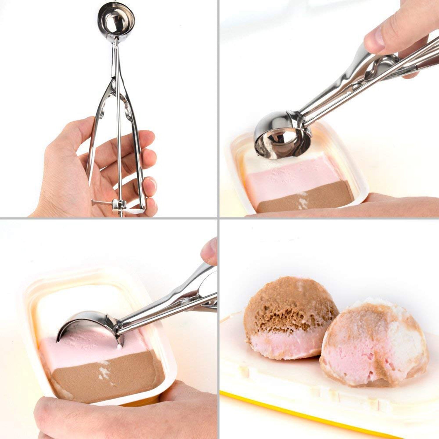 2523B Ice Cream Serving Scoop | Stainless Steel Premium Quality Ice Cream Serving Spoon Scooper with Trigger Release DeoDap