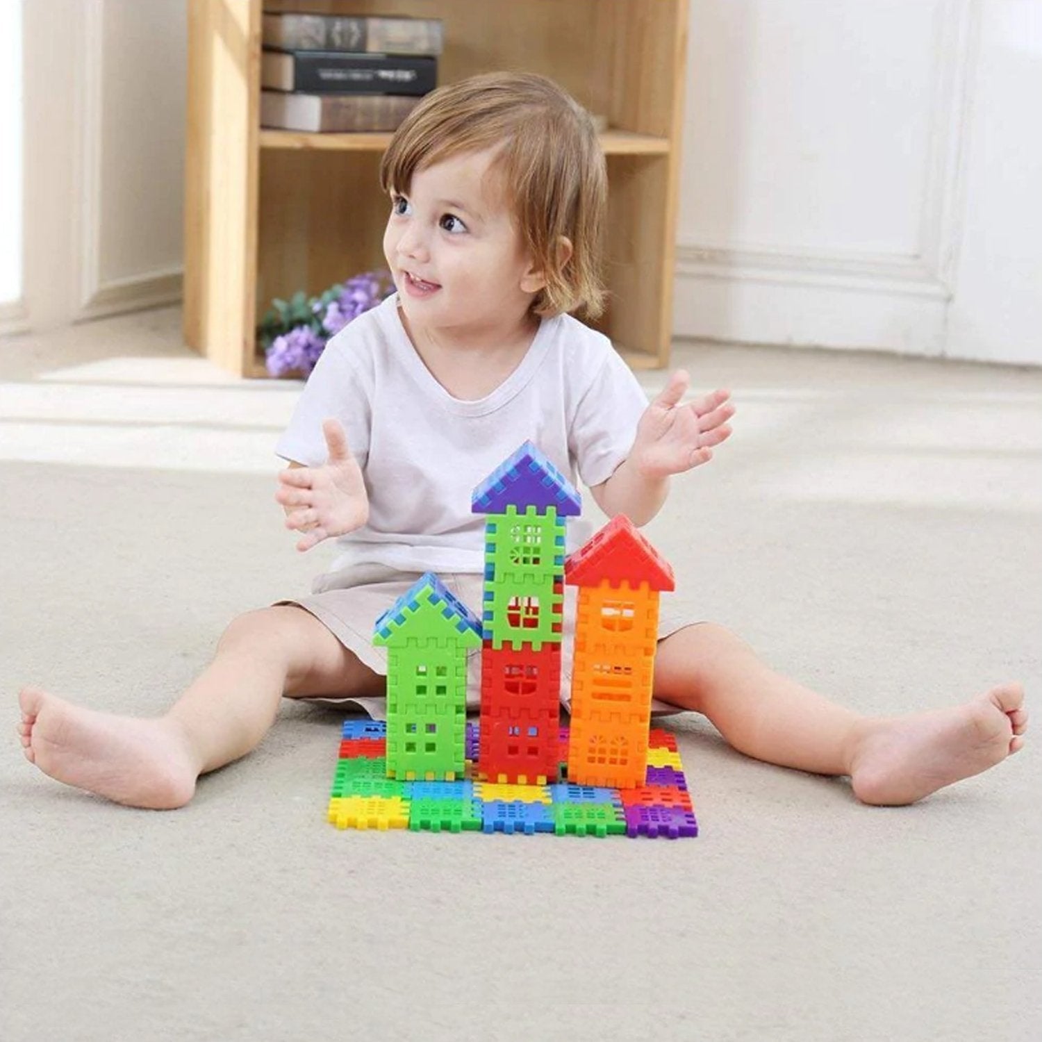8038  Blocks House Multi Color Building Blocks with Smooth Rounded Edges (110Pc Set) DeoDap