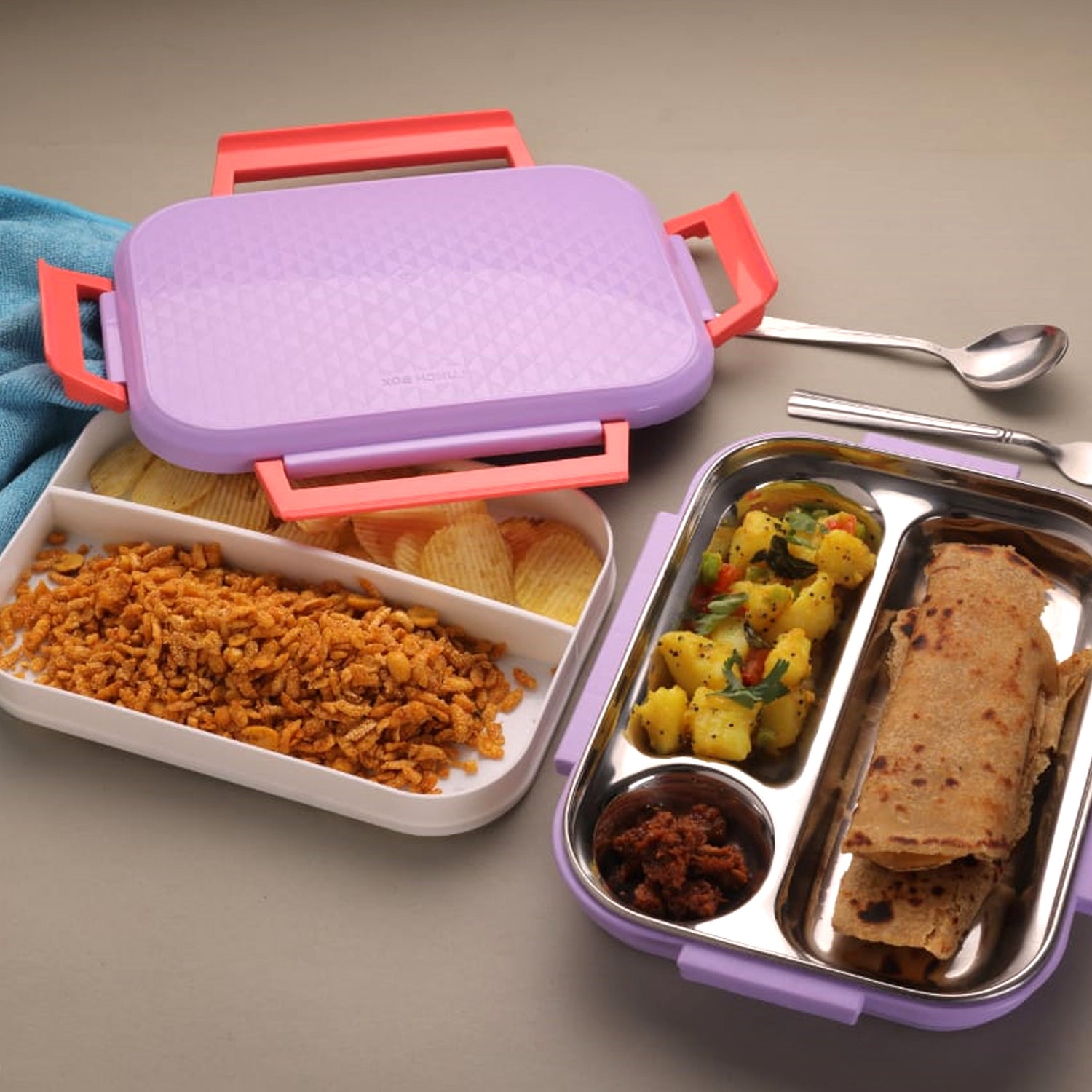 5365 Lunch Box Plastic with steel plate, small lunch box High Quality Box For Kids School Customized Plastic Lunch Box for Girls & Boy DeoDap