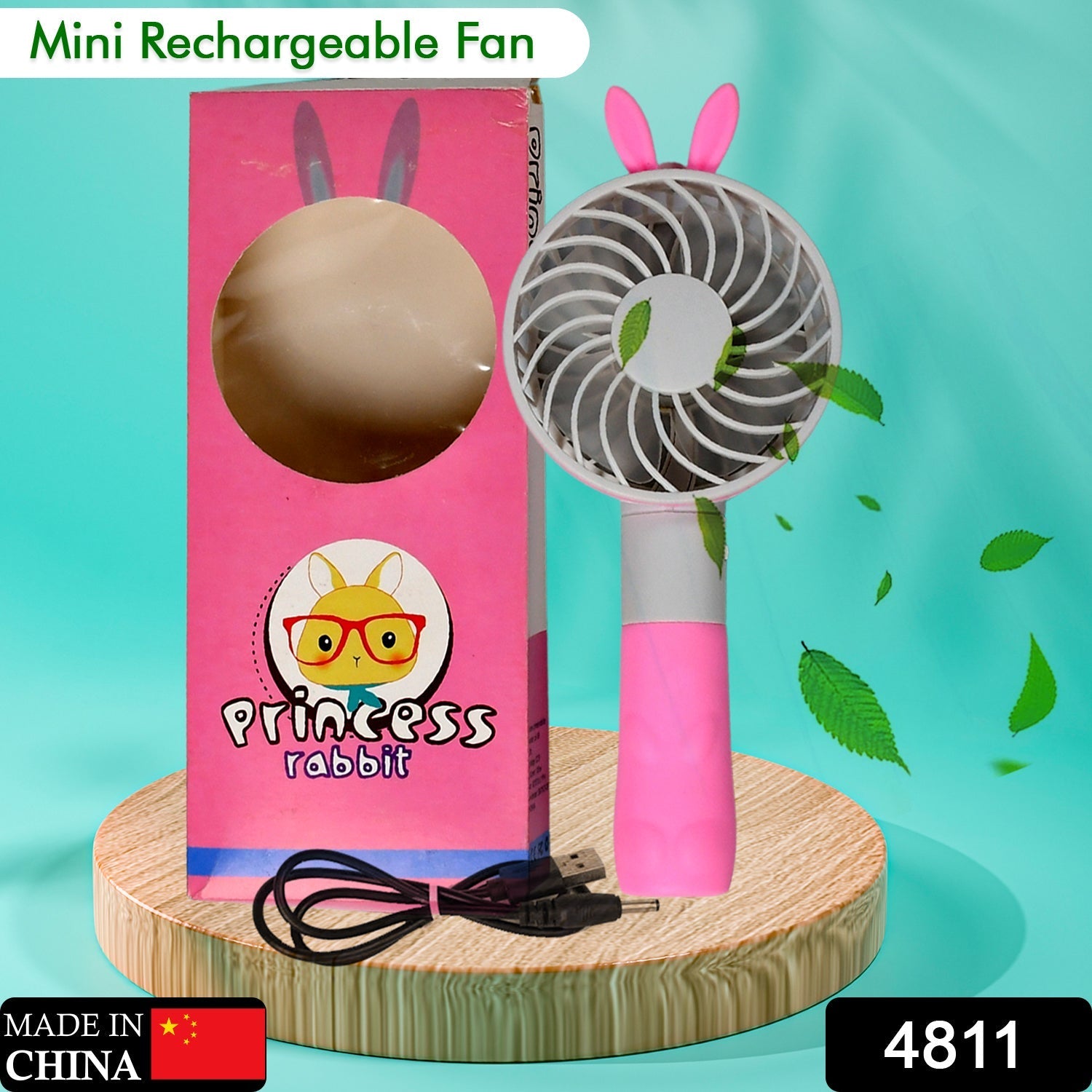 4811 Portable Princess Rabbit Styled Rechargeable Handheld Fan For Travel , home & Office Use DeoDap