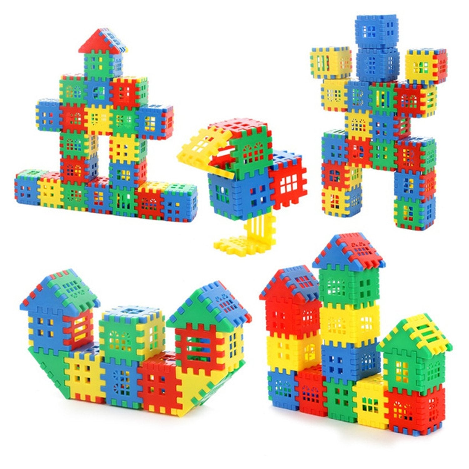 8038  Blocks House Multi Color Building Blocks with Smooth Rounded Edges (110Pc Set) DeoDap