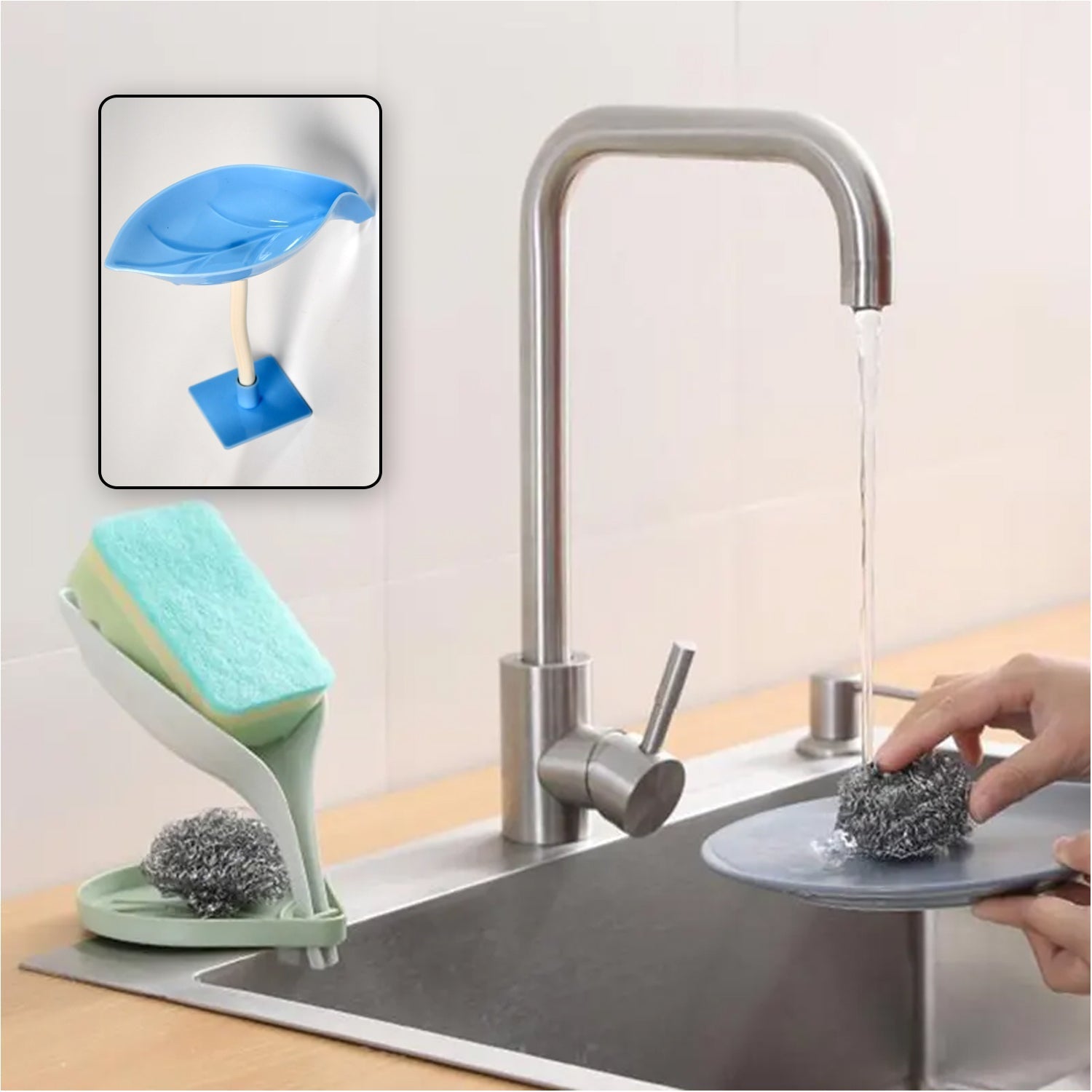 4084 Soap Holder Leaf-Shape Self Draining Soap Dish Holder, With Suction Cup Soap Dish Suitable for Shower, Bathroom, Kitchen Sink DeoDap