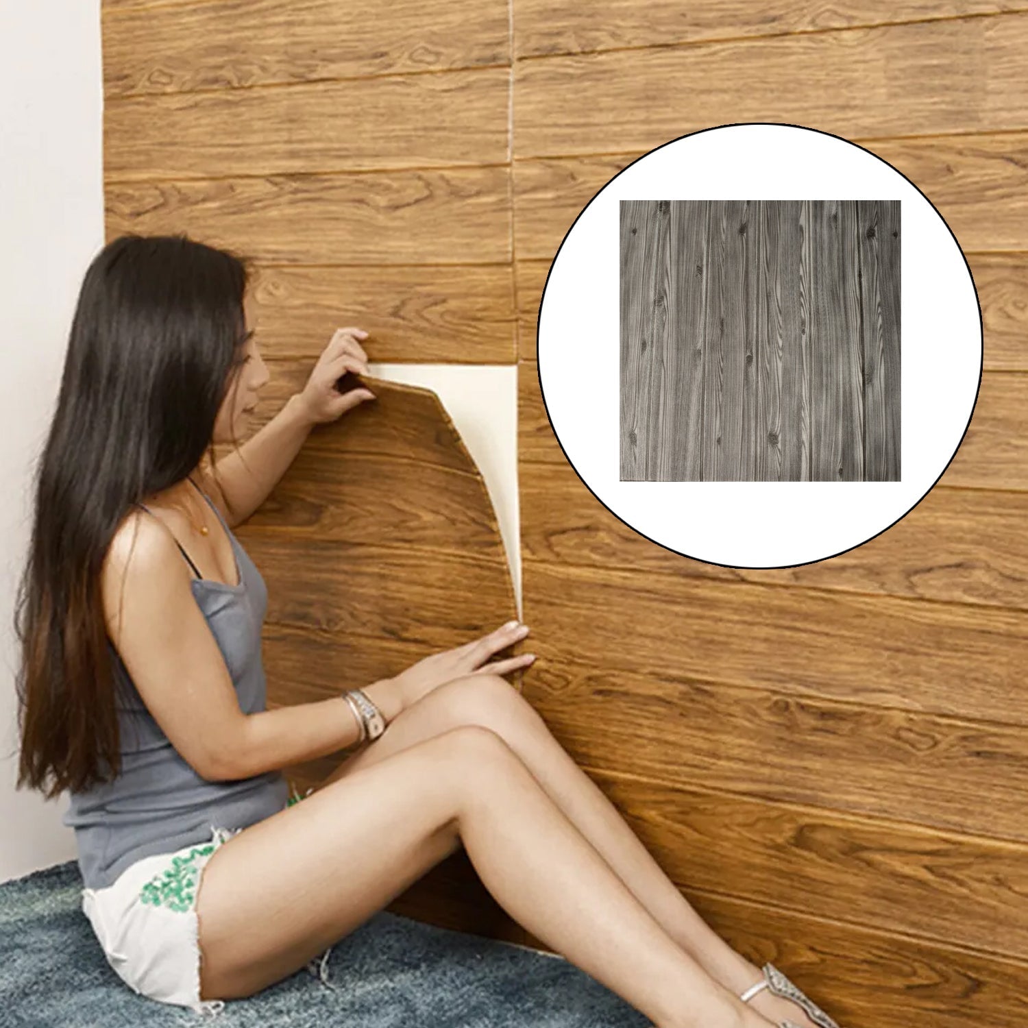 9288 Design Wallpaper 3D Foam Wallpaper Sticker Panels I Ceiling Wallpaper For Living Room Bedroom I Furniture, Door I Foam Tiles (Black Color) (Size - 73X73 cm) DeoDap