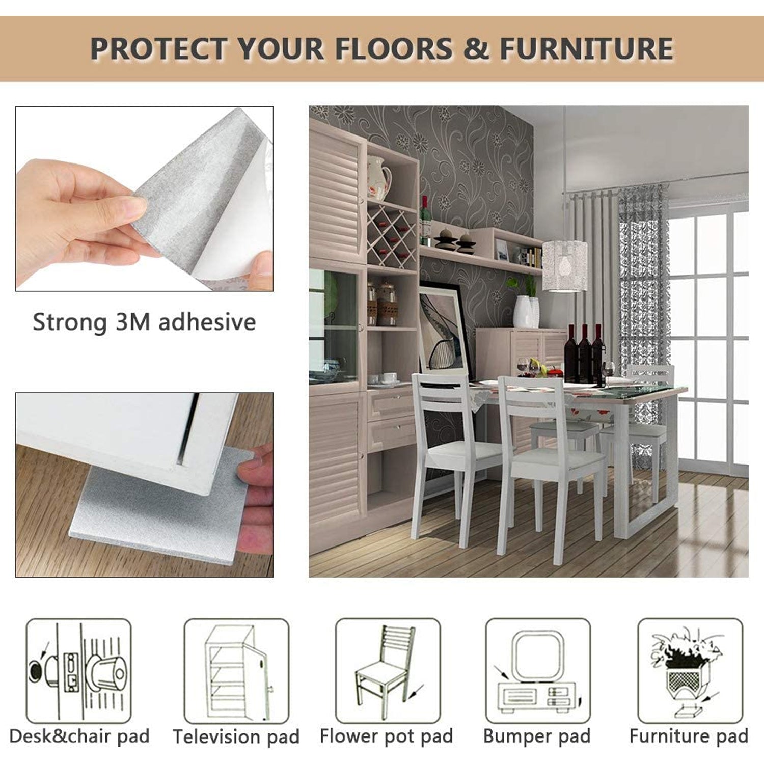 9077 Non Slip Furniture Pads Best Self Adhesive Rubber Feet Furniture Feet Pad Ideal Non Skid Furniture Pad Floor Protectors DeoDap