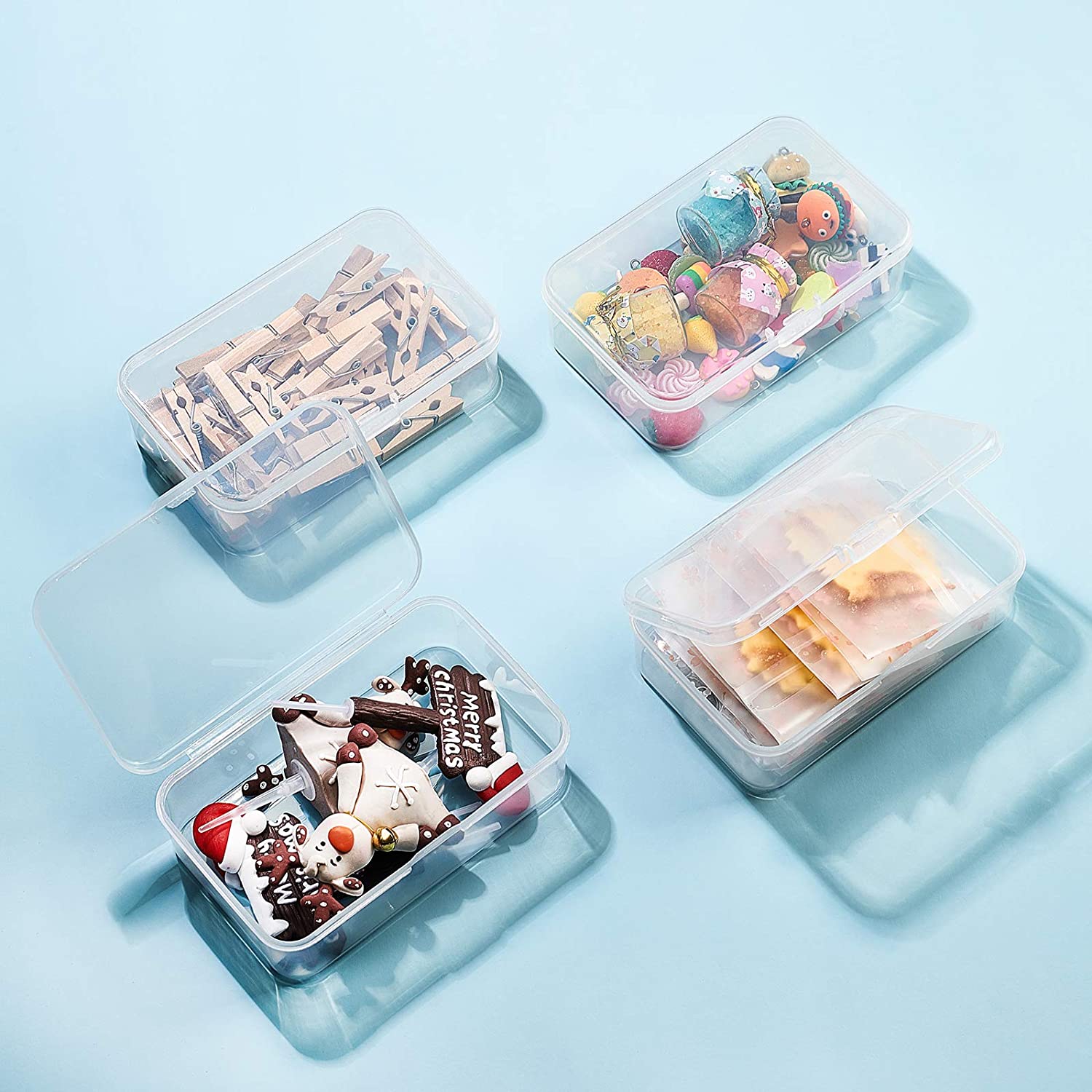 2968 Rectangle Clear Container Storage Box for small parts & Multiuse Box DeoDap