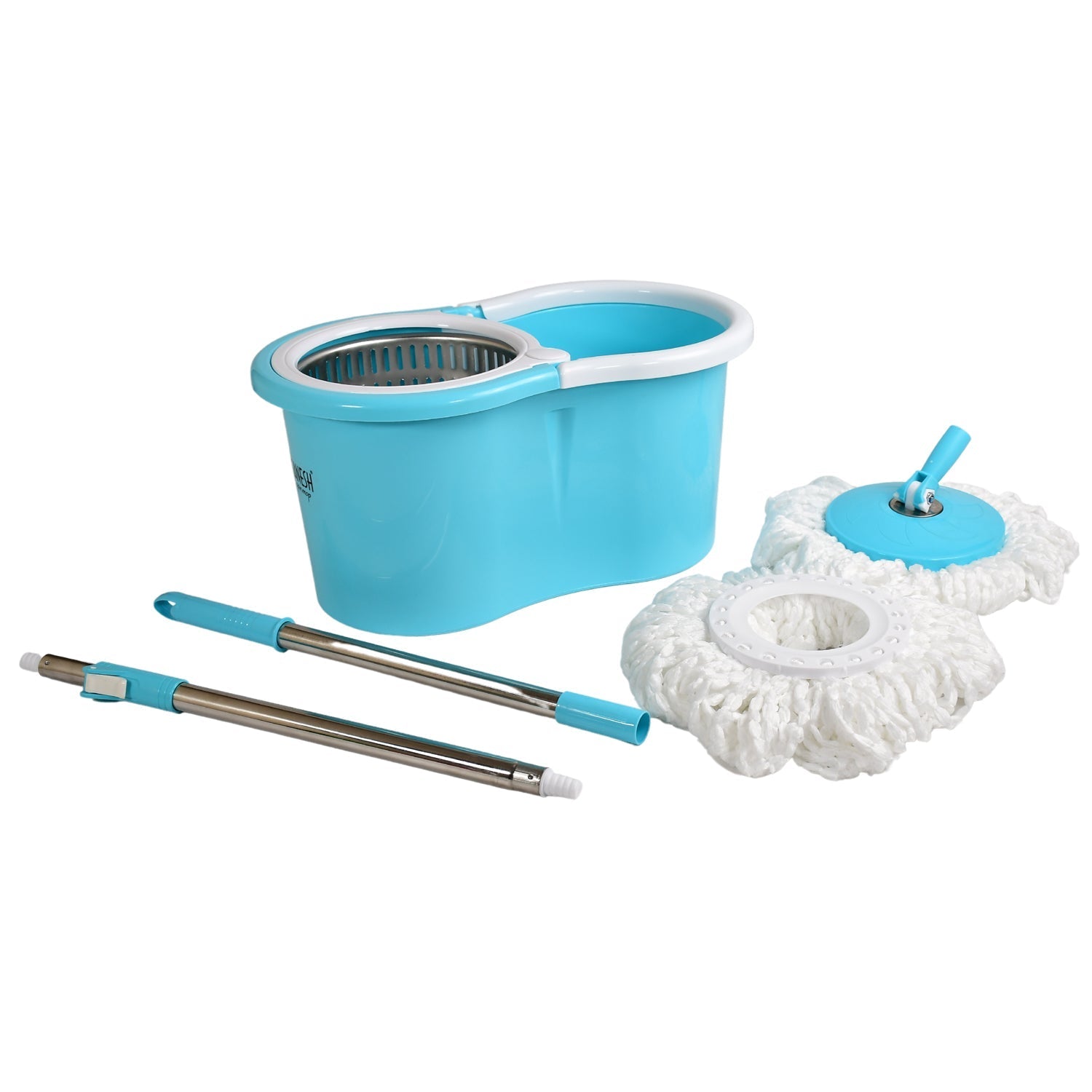 8714 RAPID STEEL SPINNER BUCKET MOP 360 DEGREE SELF SPIN WRINGING WITH 2 ABSORBERS FOR HOME AND OFFICE FLOOR CLEANING MOPS SET DeoDap