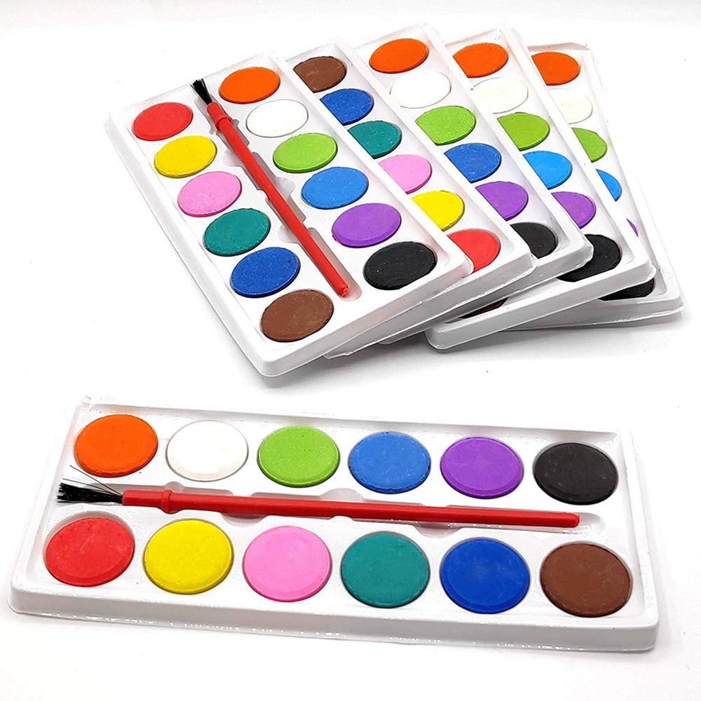 1123 Painting Water Color Kit - 12 Shades and Paint Brush (13 Pcs) DeoDap