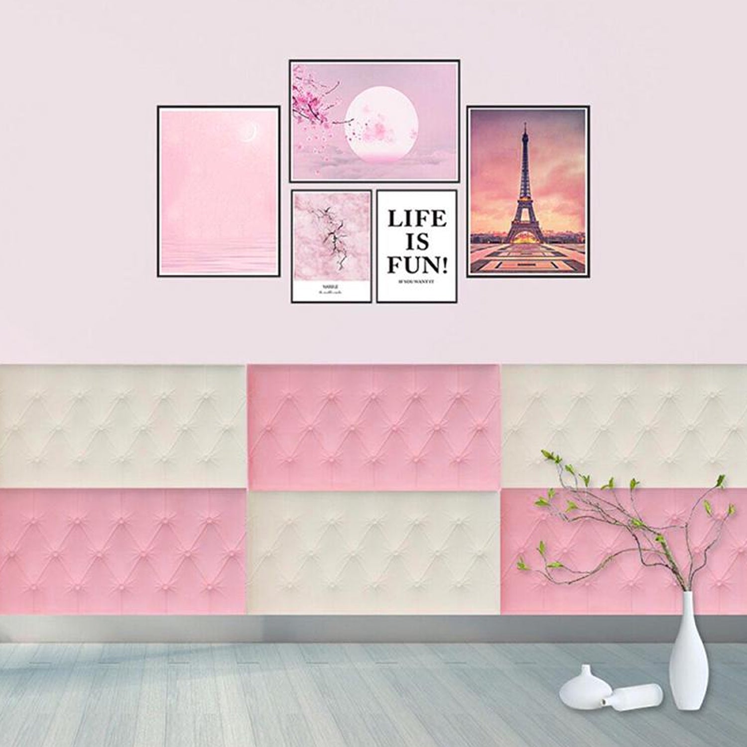 9039 Pink 3D Adhesive wallpaper for  living Room. Room Wall Paper Home Decor Self Adhesive Wallpaper DeoDap