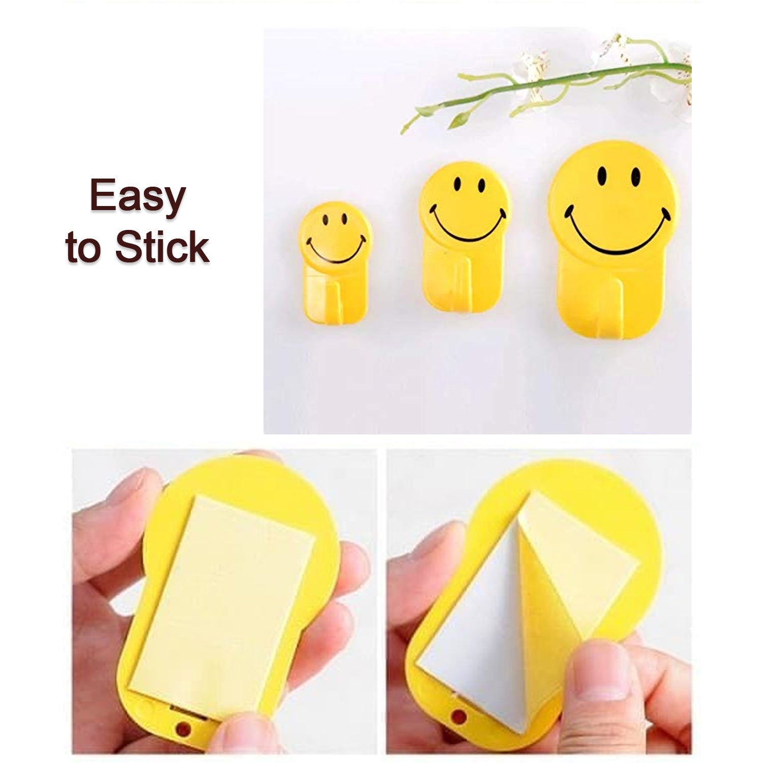 1702 3Pcs Self Adhesive Multipurpose Smiley Hooks For home Use DeoDap