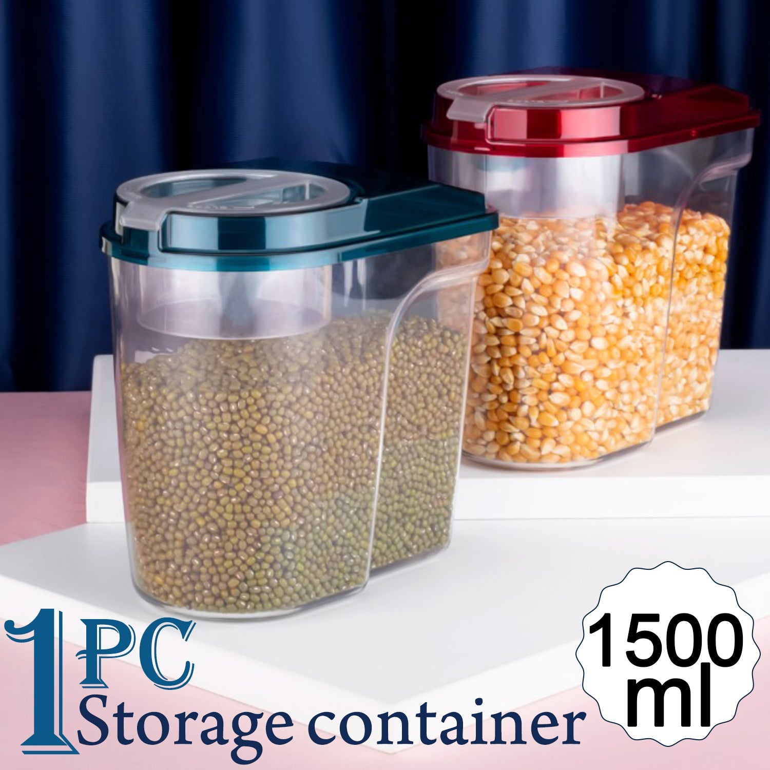 2466 Plastic Storage container Set with Opening Mouth 1500ml 