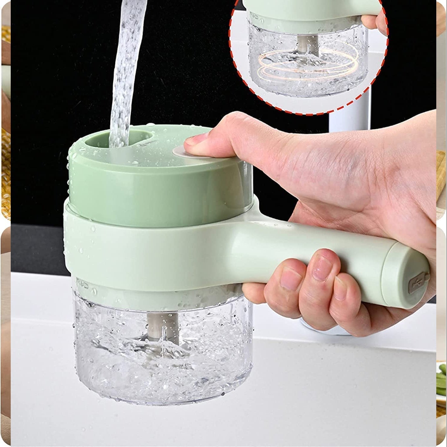 0142 4 in 1 Electric Handheld Cooking Hammer Vegetable Cutter Set Electric Food Chopper Multifunction Vegetable Fruit Slicer DeoDap