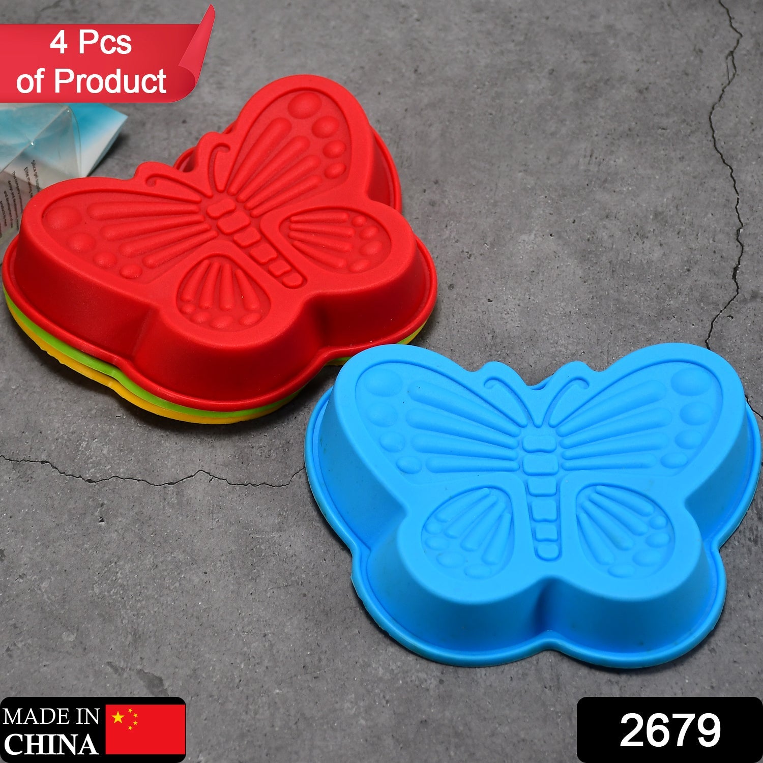 2679 Butterfly Shape Cake Cup Liners I Silicone Baking Cups I Muffin Cupcake Cases I Microwave or Oven Tray Safe I Molds for Handmade Soap, Biscuit, Chocolate, Muffins, Jelly – Pack of 4 