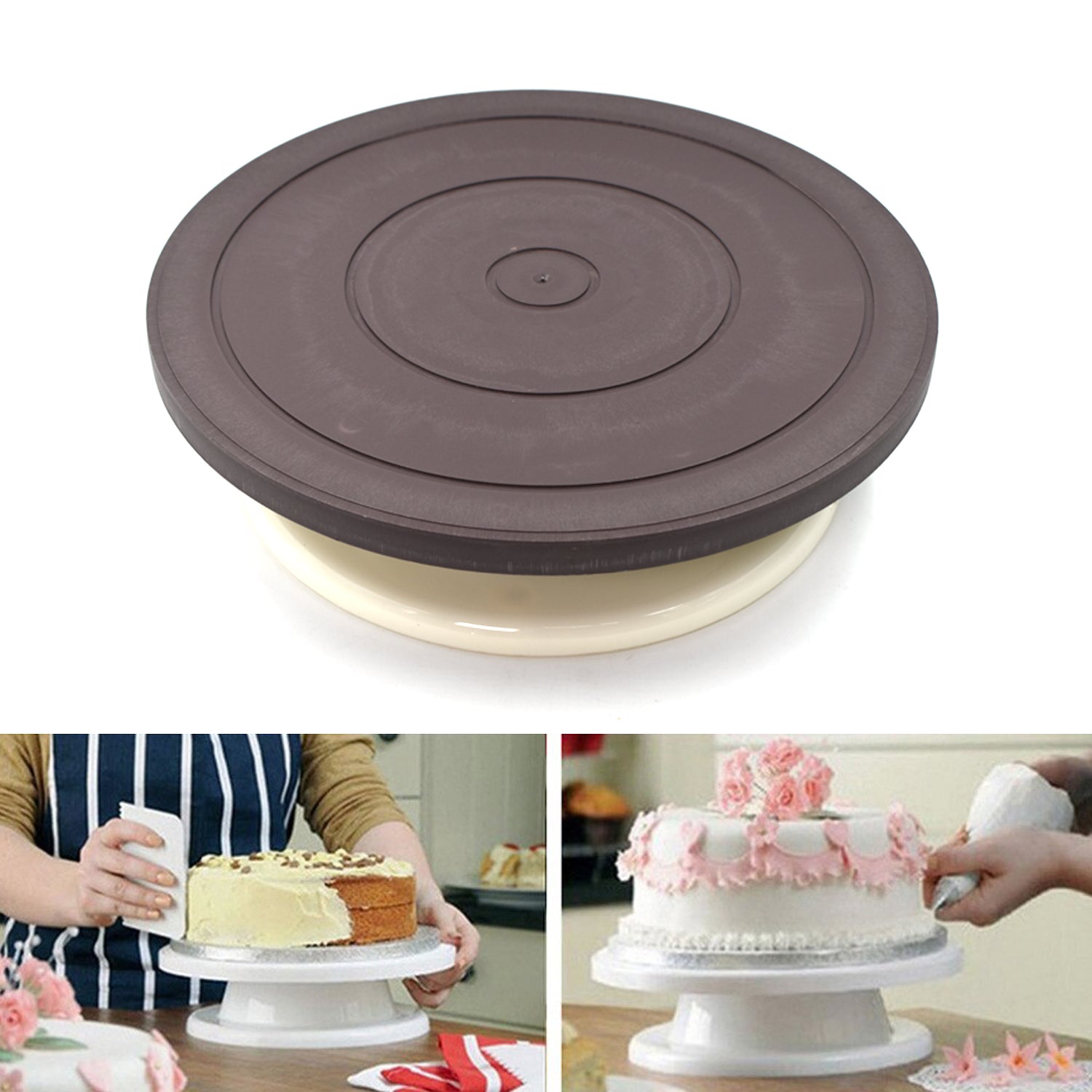 2733 Cake Brown Turntable Easy Cake Decorated Stand For Party & All Use Stand DeoDap