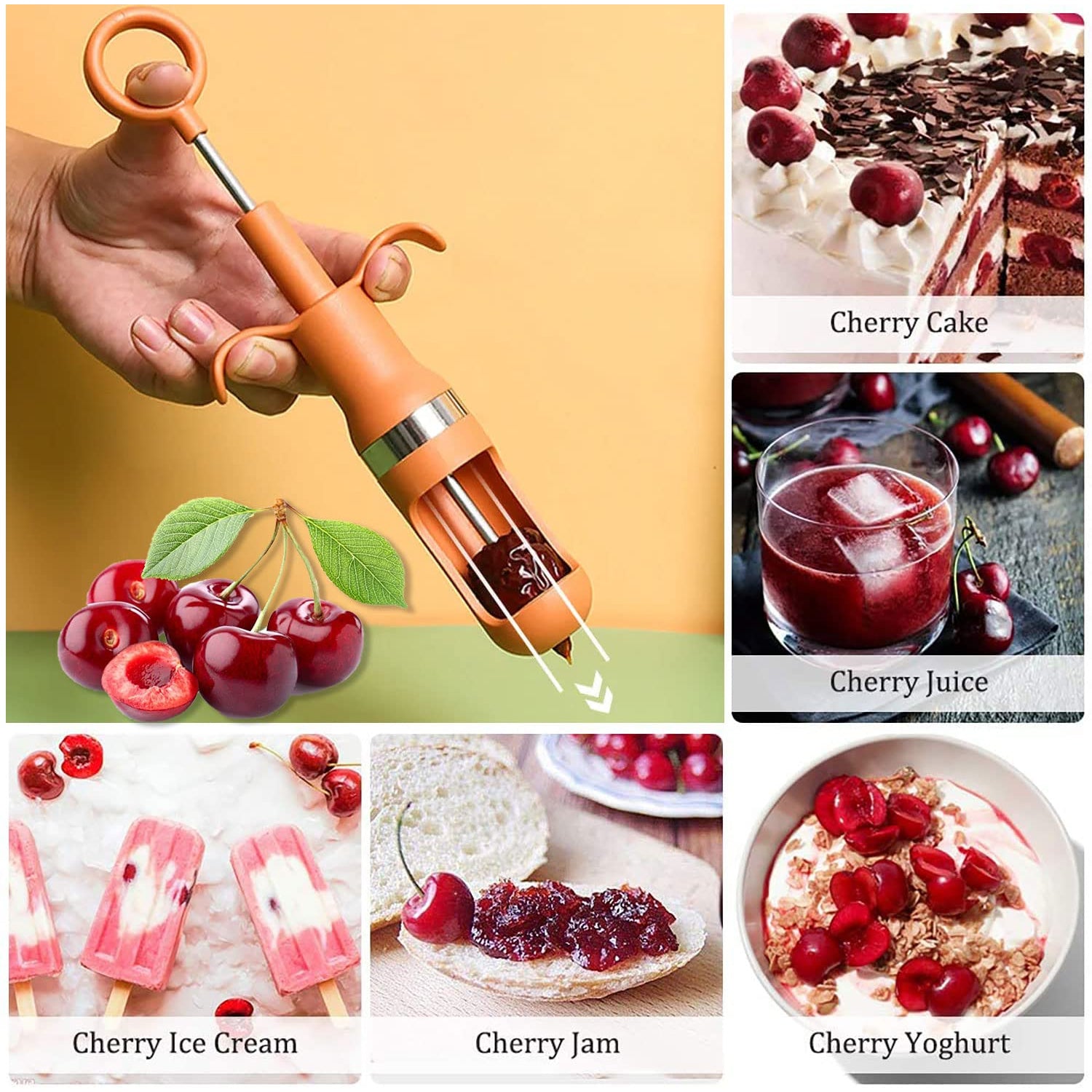 2508 Cherry Pitter Tool, One Hand Operation Cherry Corer Pitter Remover Tool Best, Cherry Pit Kitchen Tools for Cherries Jam Quick Removal Fruit Stones (1pc). 